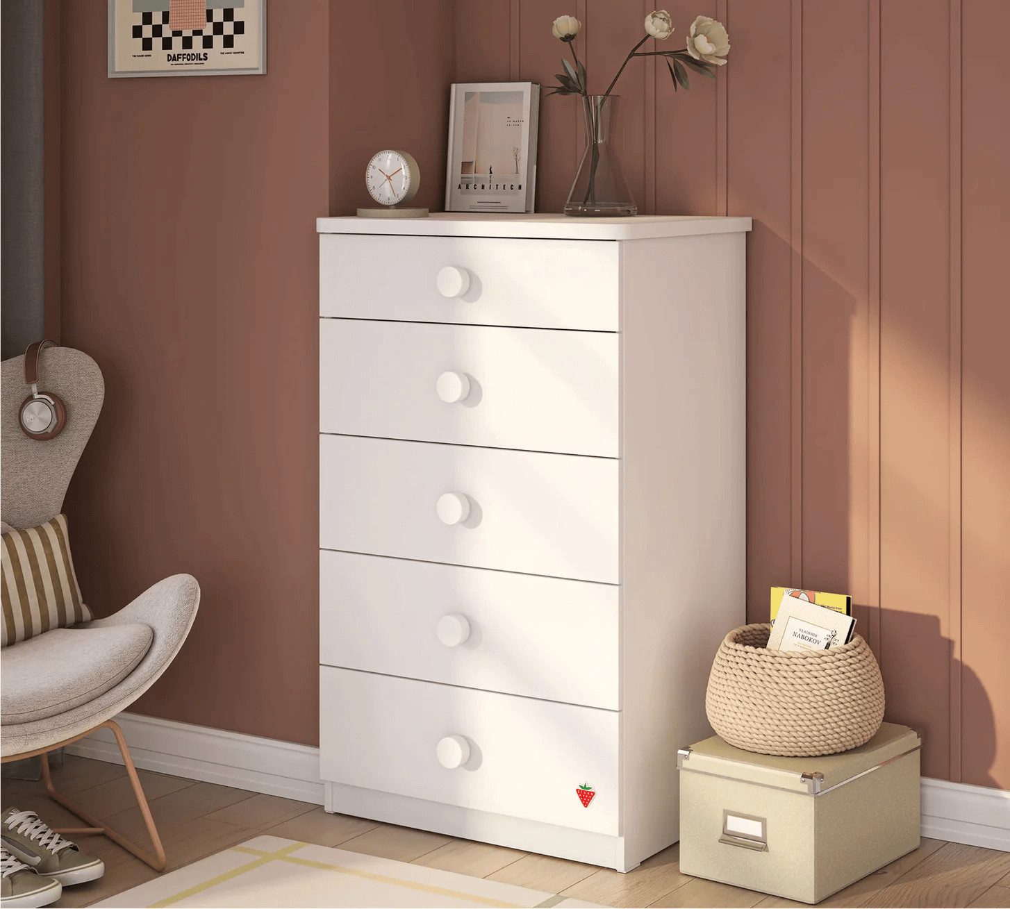 Möbel-Zeit Hochkommode VARIA mit 5 Schubladen – Viel Stauraum & modernes Design, Highboard