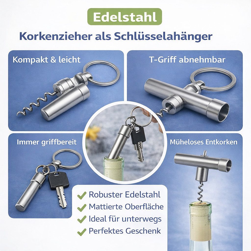 Munkees Schlüsselanhänger Korkenzieher Edelstahl – Bild 5 von 5