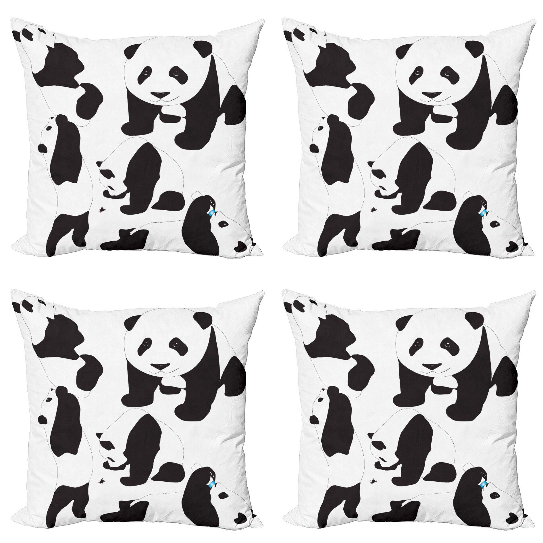 Digitaldruck, Kissenbezüge Zoo Baby-Pandas Modern (4 Doppelseitiger Accent Abakuhaus Stück),
