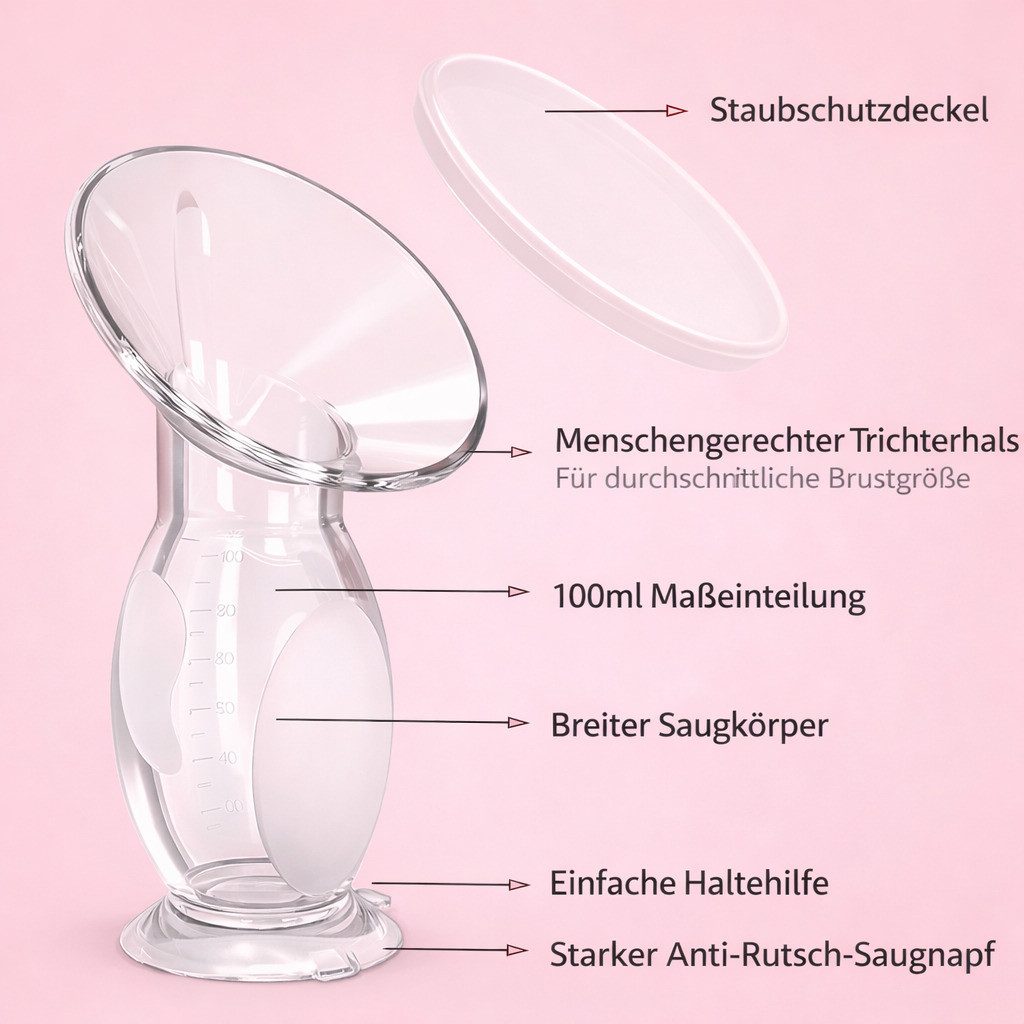 COOL-i ® Handmilchpumpe Manuelle Silikon Milchpumpe 110 ml BPA frei, tragbar, leise, Milchauffangbehälter, leicht zu reinigen