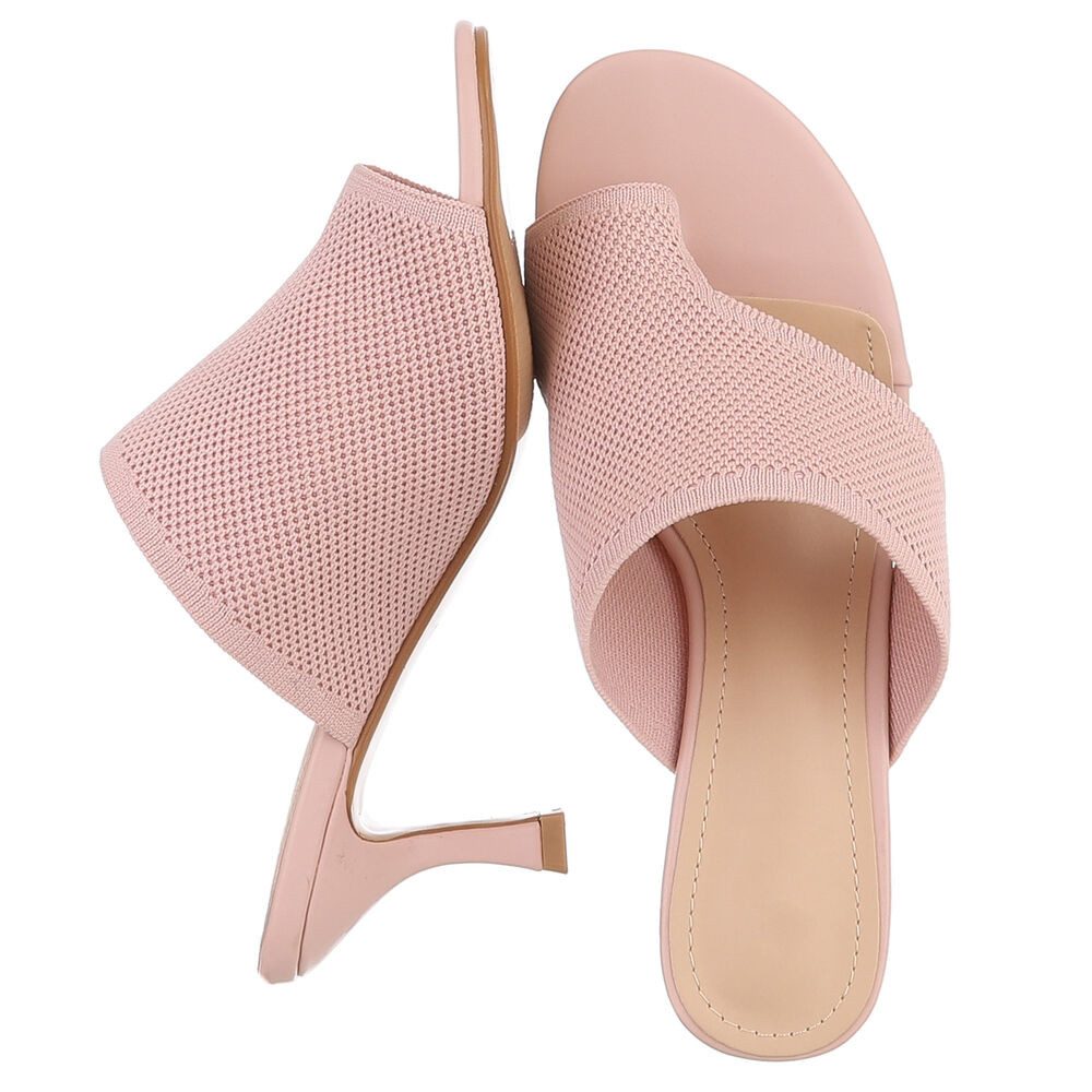 Ital-Design Damen Mule mit Absatz und offenem Design Zehentrenner (91895907) Pfennig-/Stilettoabsatz Sandalen & Sandaletten in Altrosa