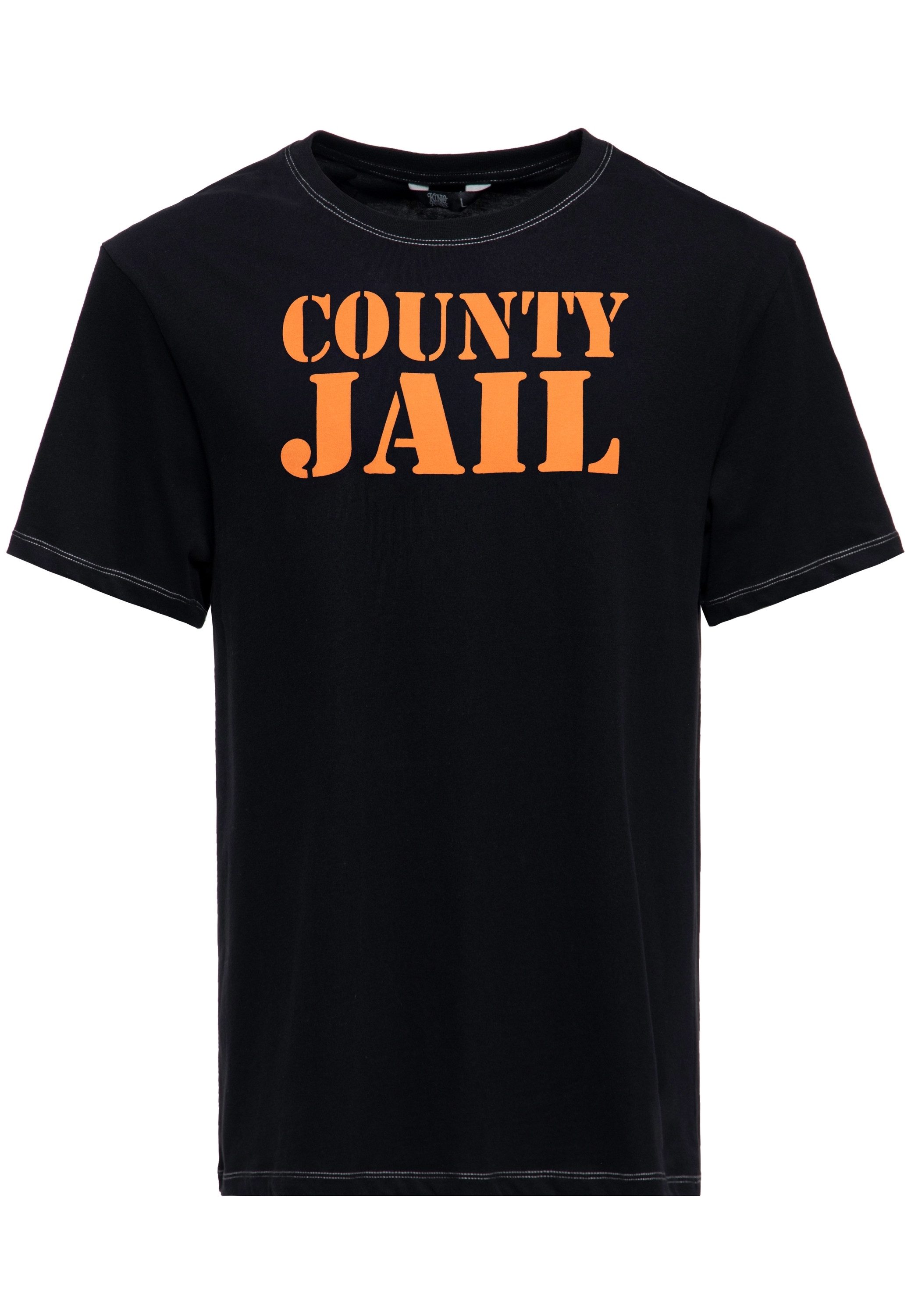 KingKerosin Print-Shirt County Jail (1-tlg) Mit Statement Prints auf Vorder- und Rückseite