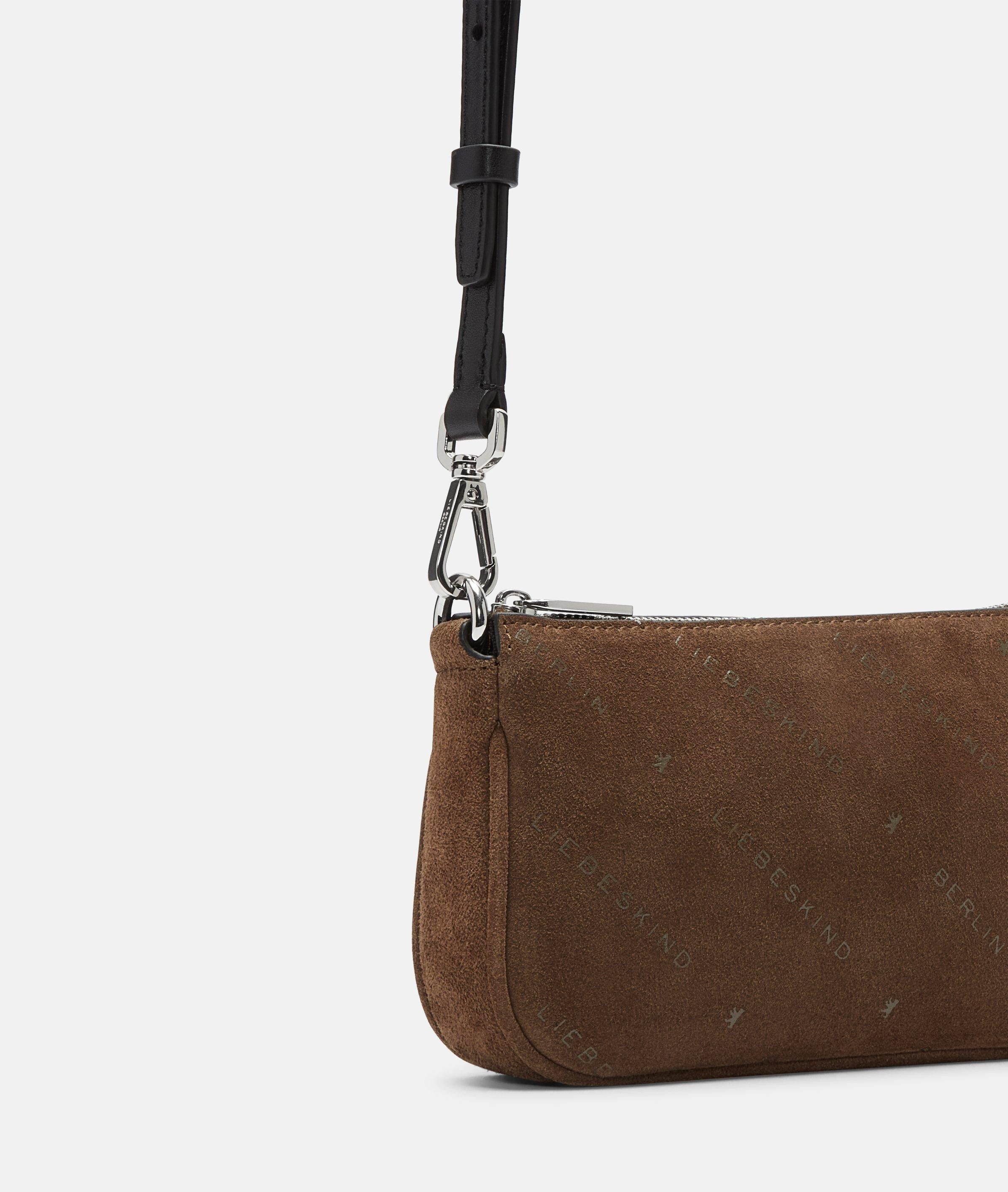 Liebeskind Berlin Umhängetasche Monogram Crossbody XS, Umhängetasche aus Veloursleder mit Liebeskind Berlin Schriftzug