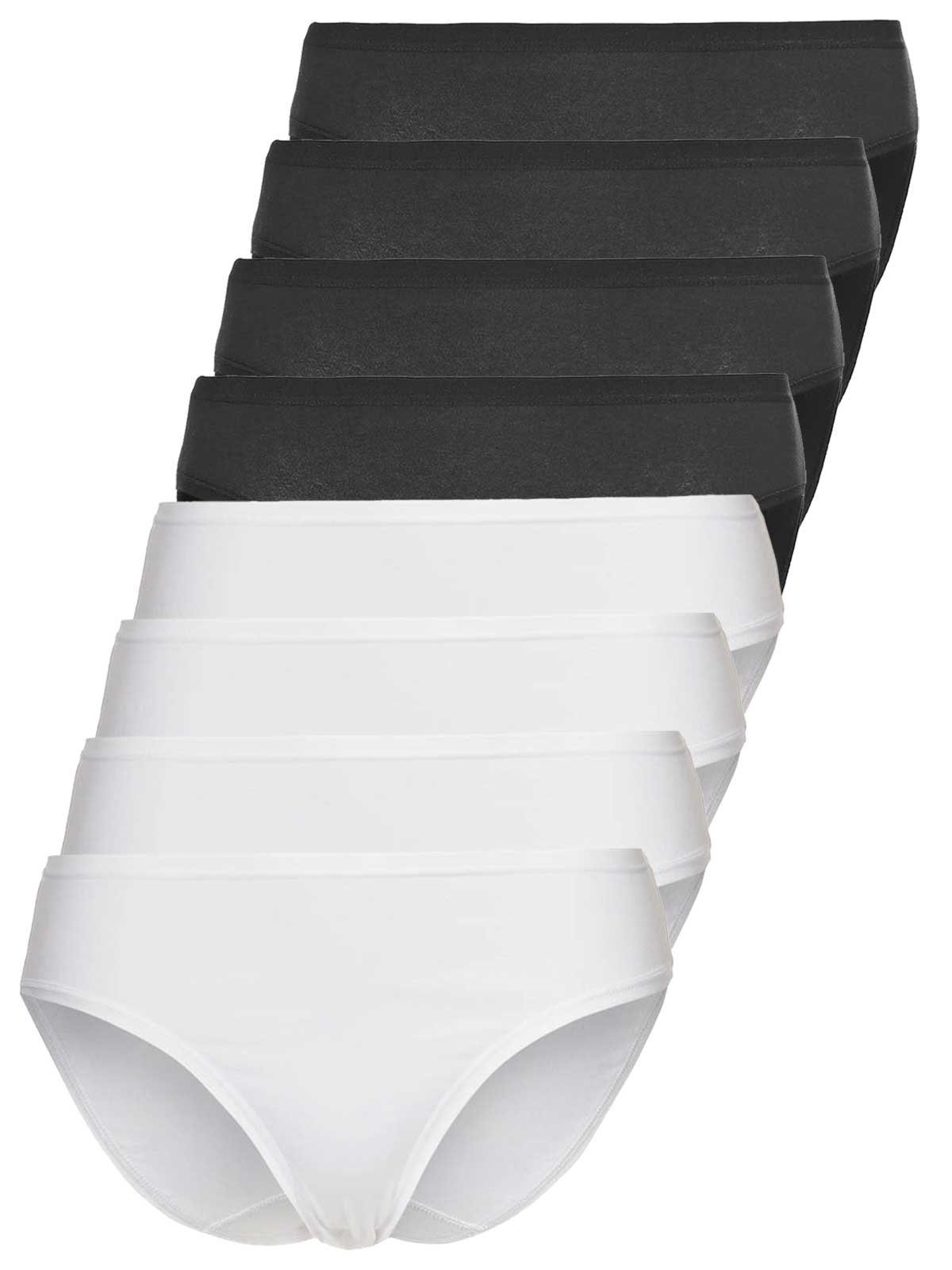 Sassa Bikinislip 8er Sparpack Slip Mini CASUAL COMFORT (Spar-Set, 8-St) Zwickel 4xschwarz 4xweiss