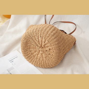 AUKUU Strandtasche Strandtasche Strandtasche für Damen handgewebte Strohtasche, handgewebte Tasche für den Urlaub schlicht und vielseitig