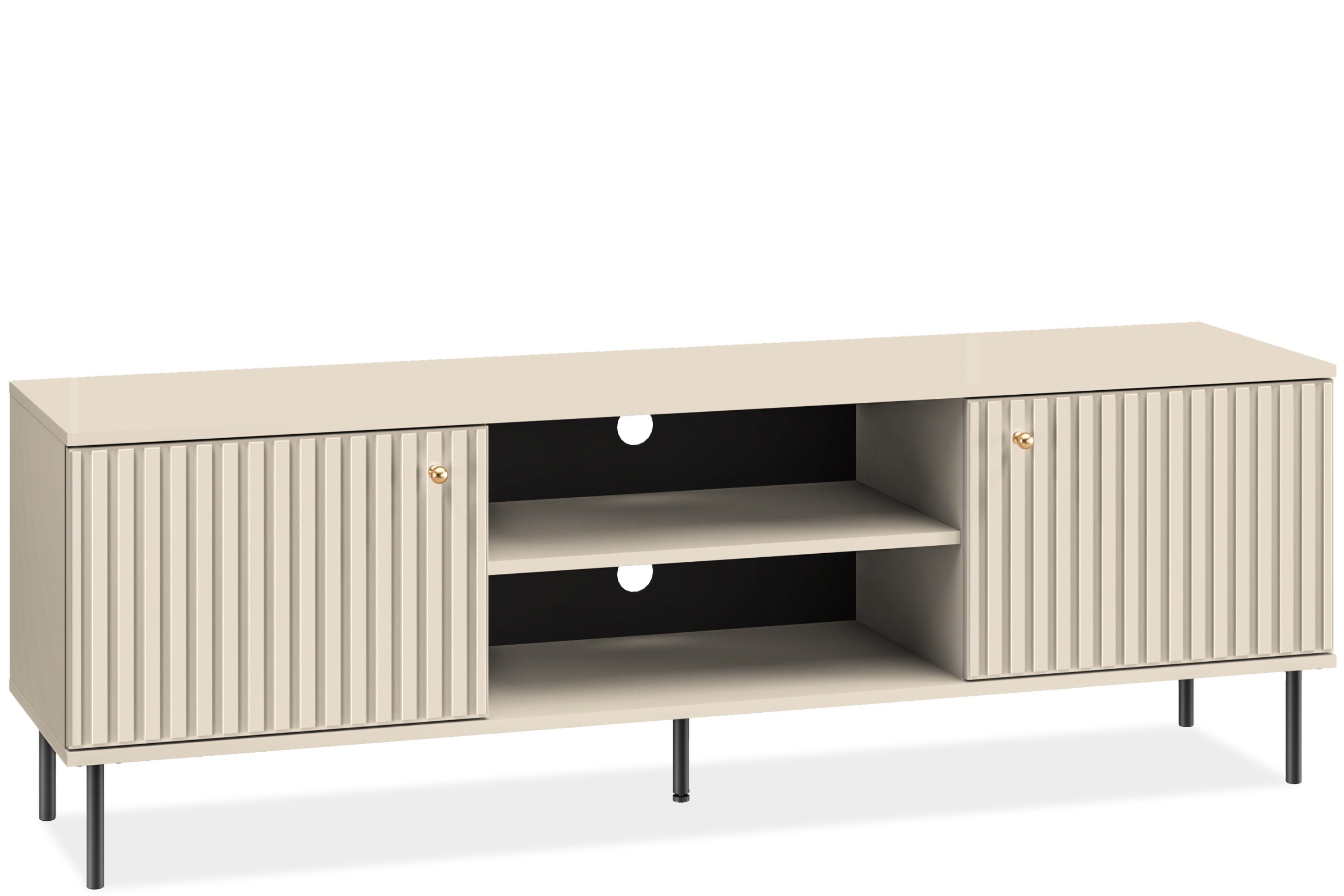 Konsimo Lowboard DROMA RTV-Schrank, hergestellt in der EU, mit Goldelementen, Loft und Elegant