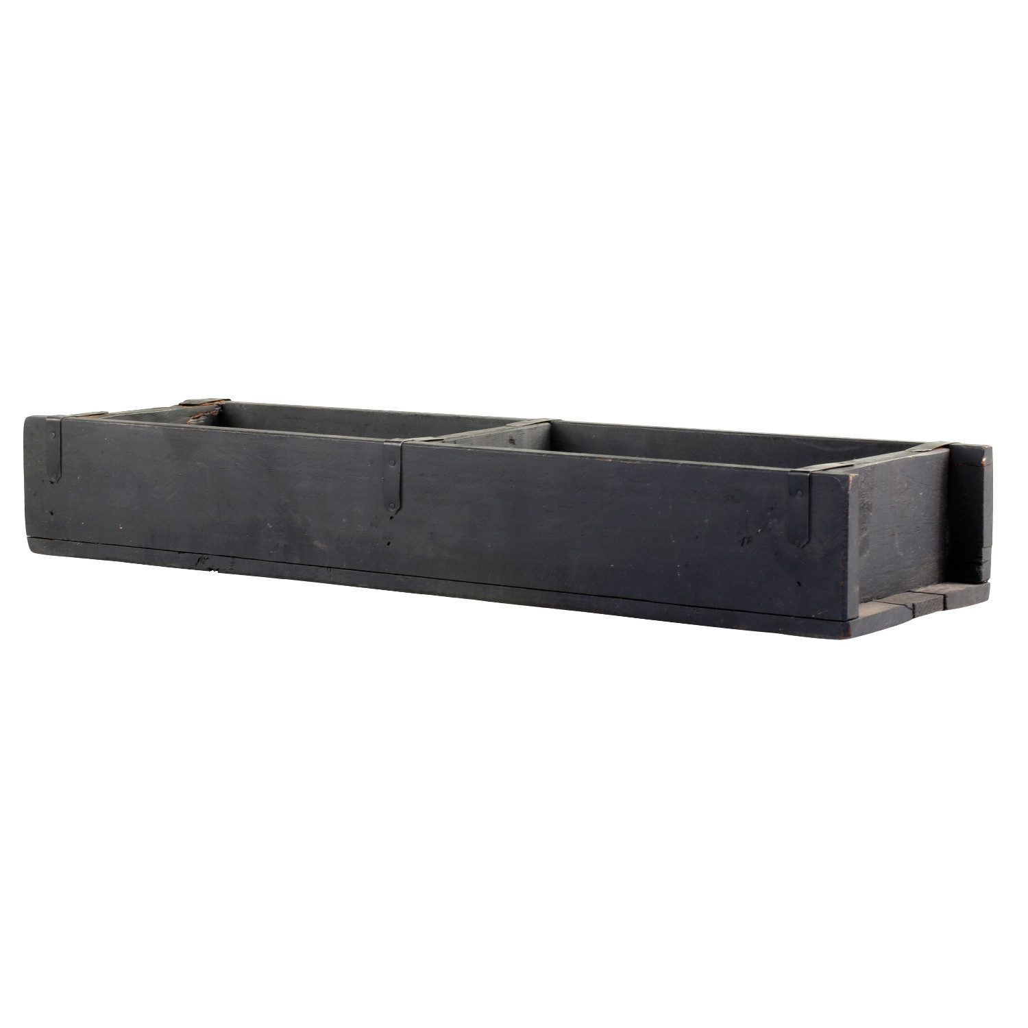 Dekokiste Backsteinform doppelt schwarz Deko-Holzkiste massiv 56 cm Unikat