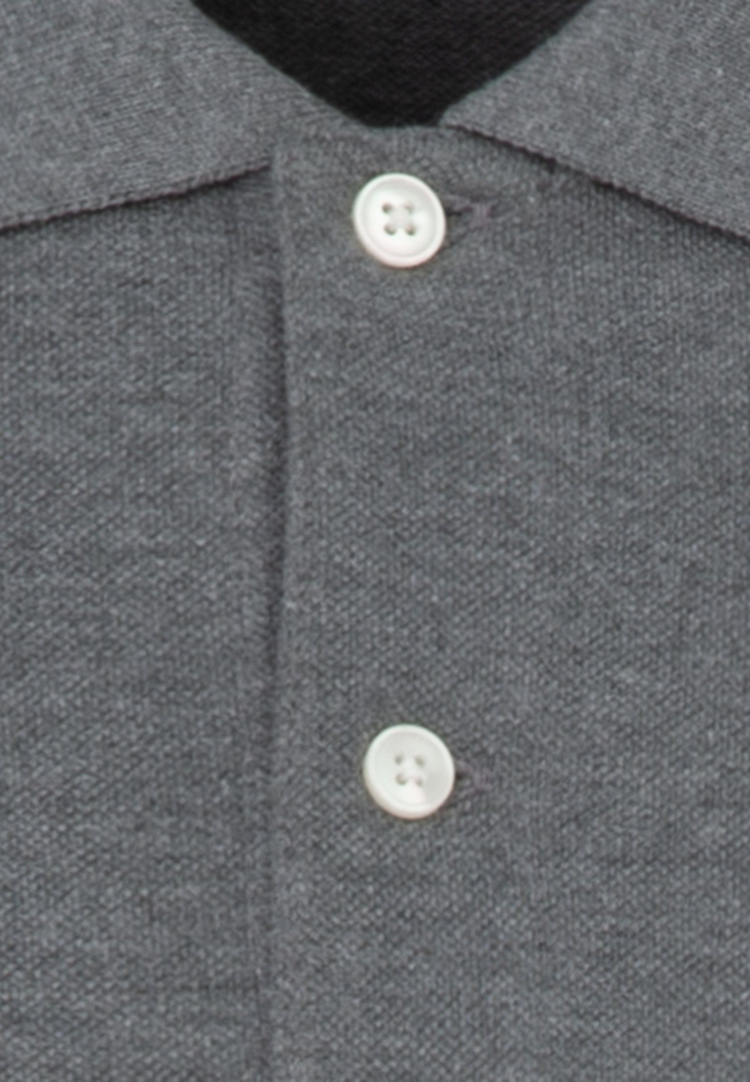 Slim Grau Langarm Uni Kragen seidensticker Poloshirt