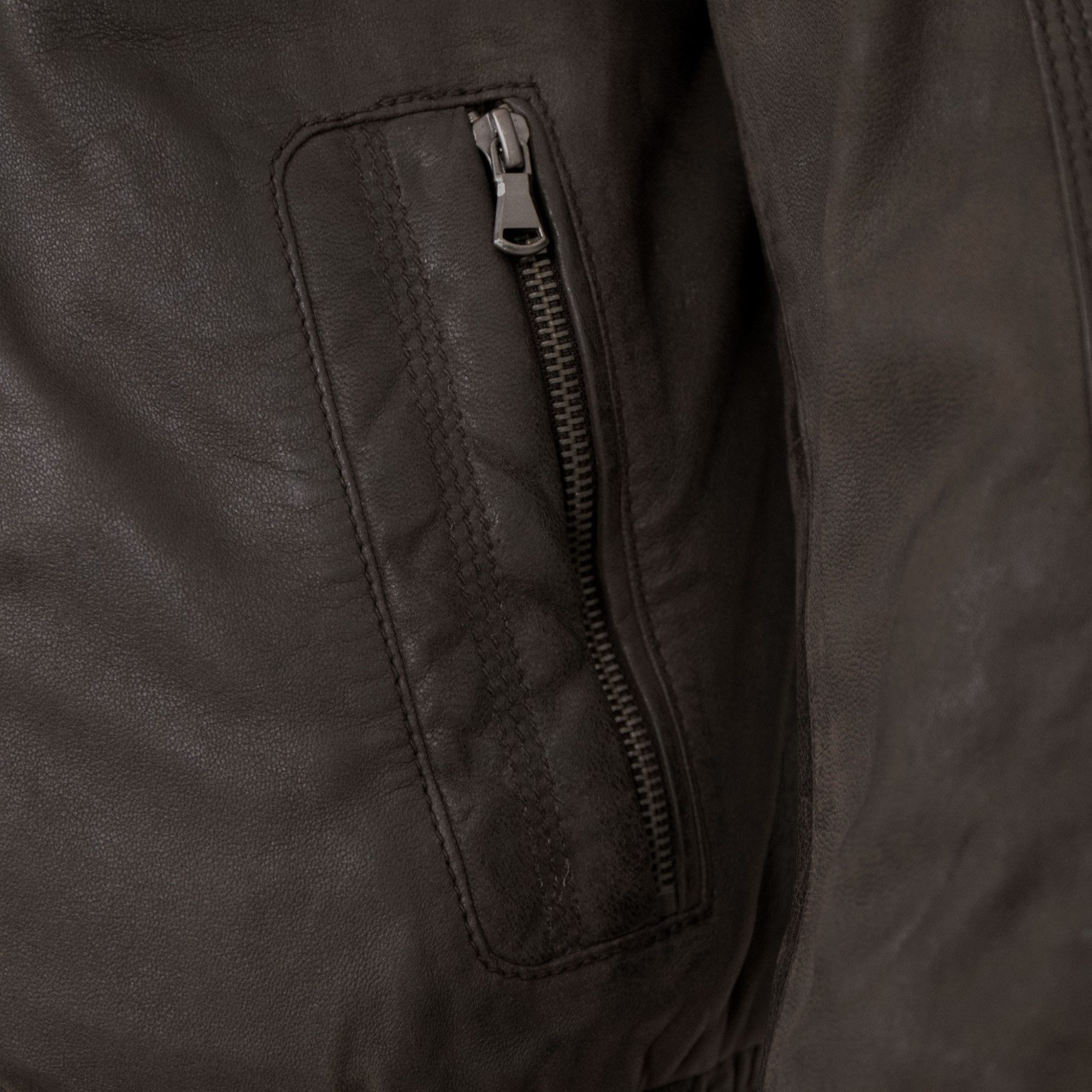 Maddox Lederjacke Mattis MADDOX - Herren Lederjacke Blouson Lammnubuk dunkelbraun antik