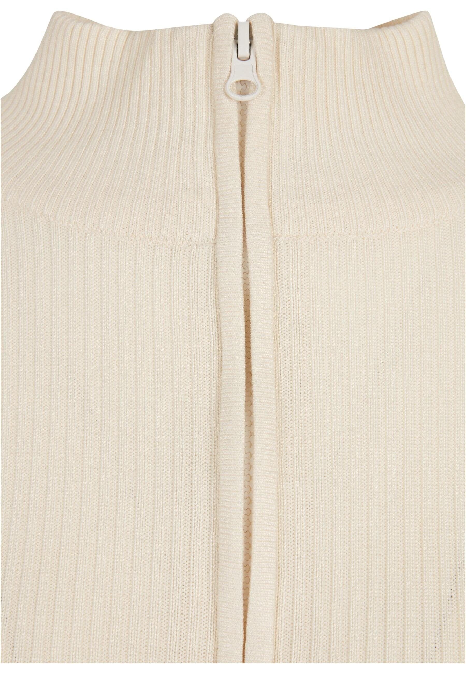 URBAN CLASSICS Cardigan Damen Ladies Rib Cardigan Knit Zip whitesand Cropped (1-tlg)