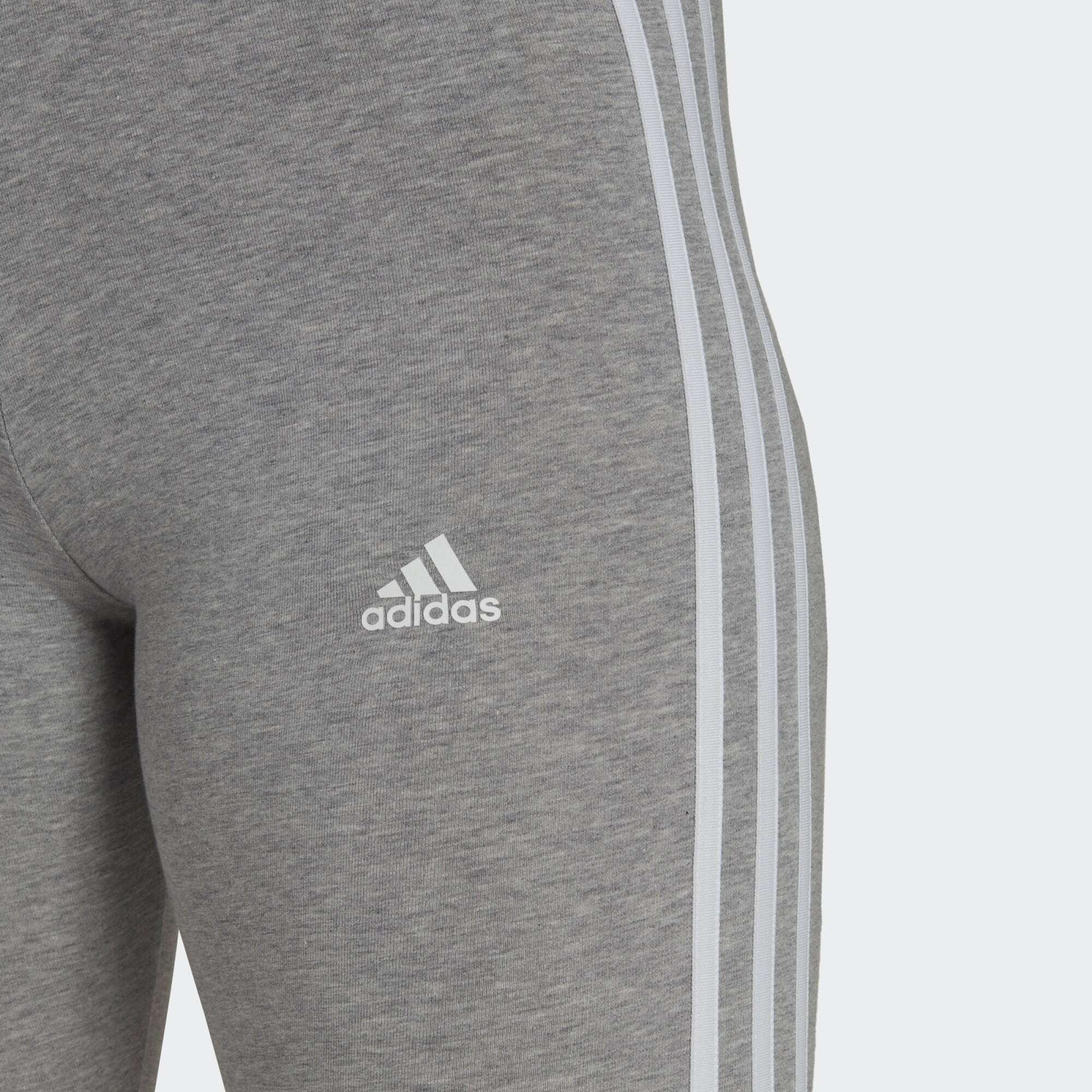 adidas 3-STREIFEN TIGHT White KURZE Heather / Sportswear Leggings Medium ESSENTIALS Grey