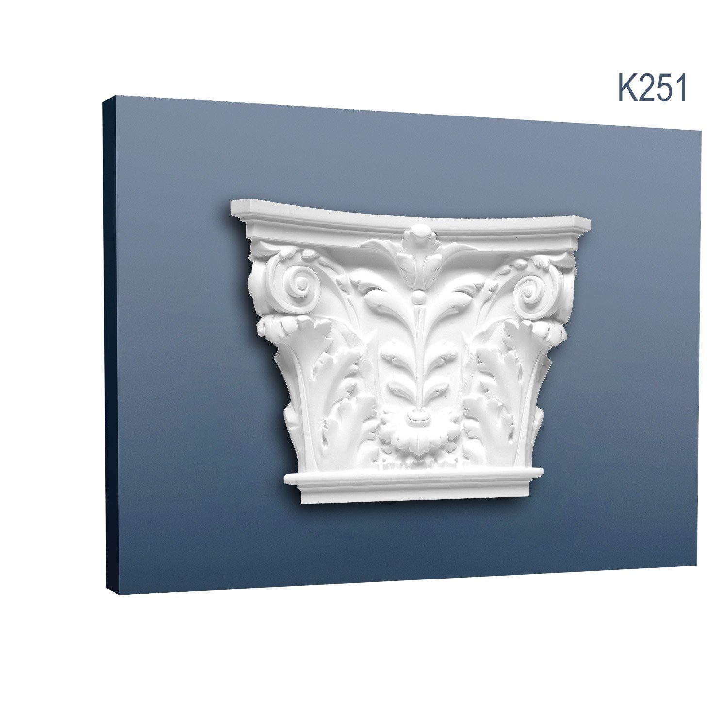 Orac Decor Wanddekoobjekt K251 Stuck Pilaster Kapitell Wand-Dekor-Element Stuckgesims (Pilaster Kapitell, 1 St., Pilaster, Zierelement, Wanddekor, Schmuckelement), weiß, vorgrundiert, Stil: Korinthisch