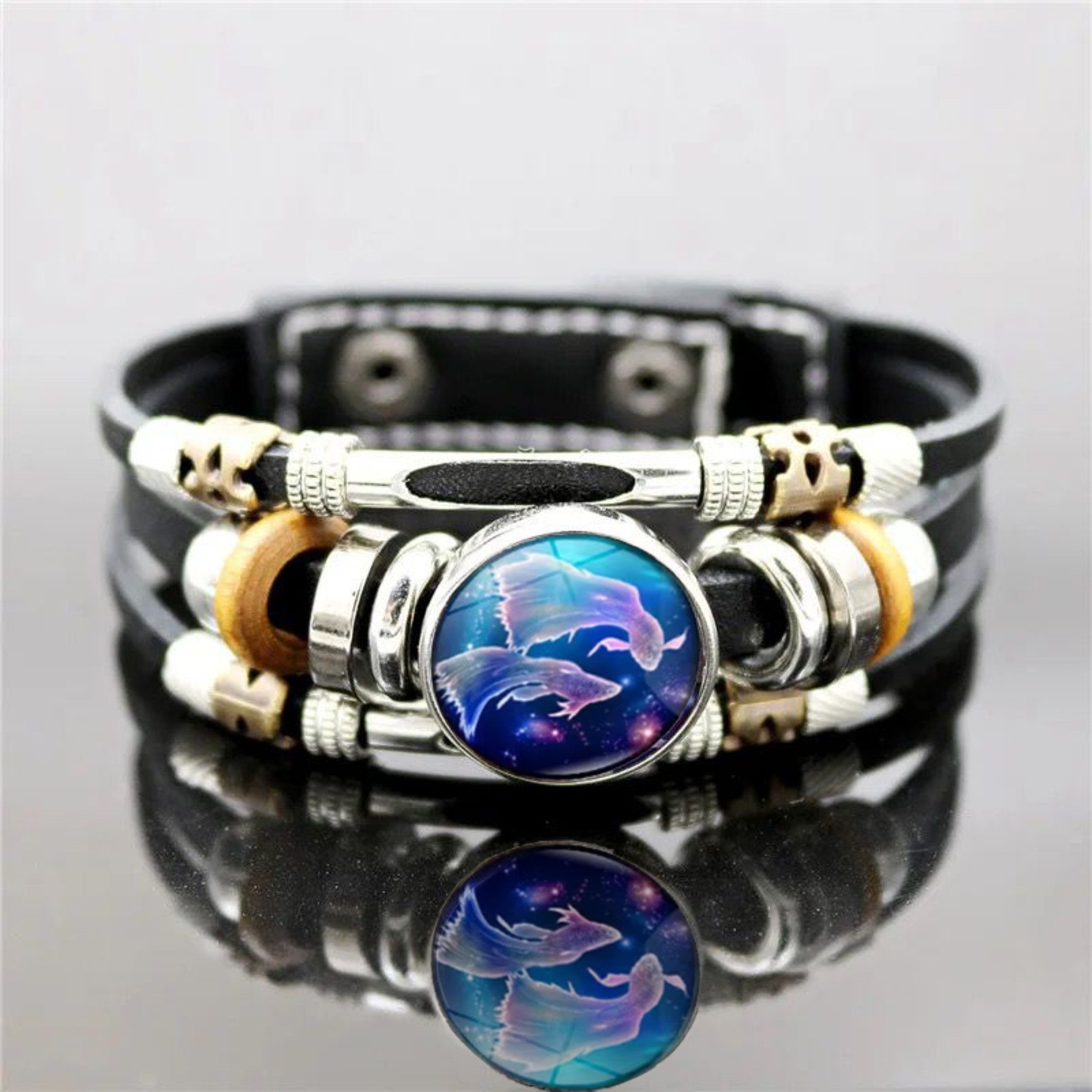 Stelby Armband mit Gravur Armband Sternzeichen Fische mit 3D Gravur im Glas günstig online kaufen