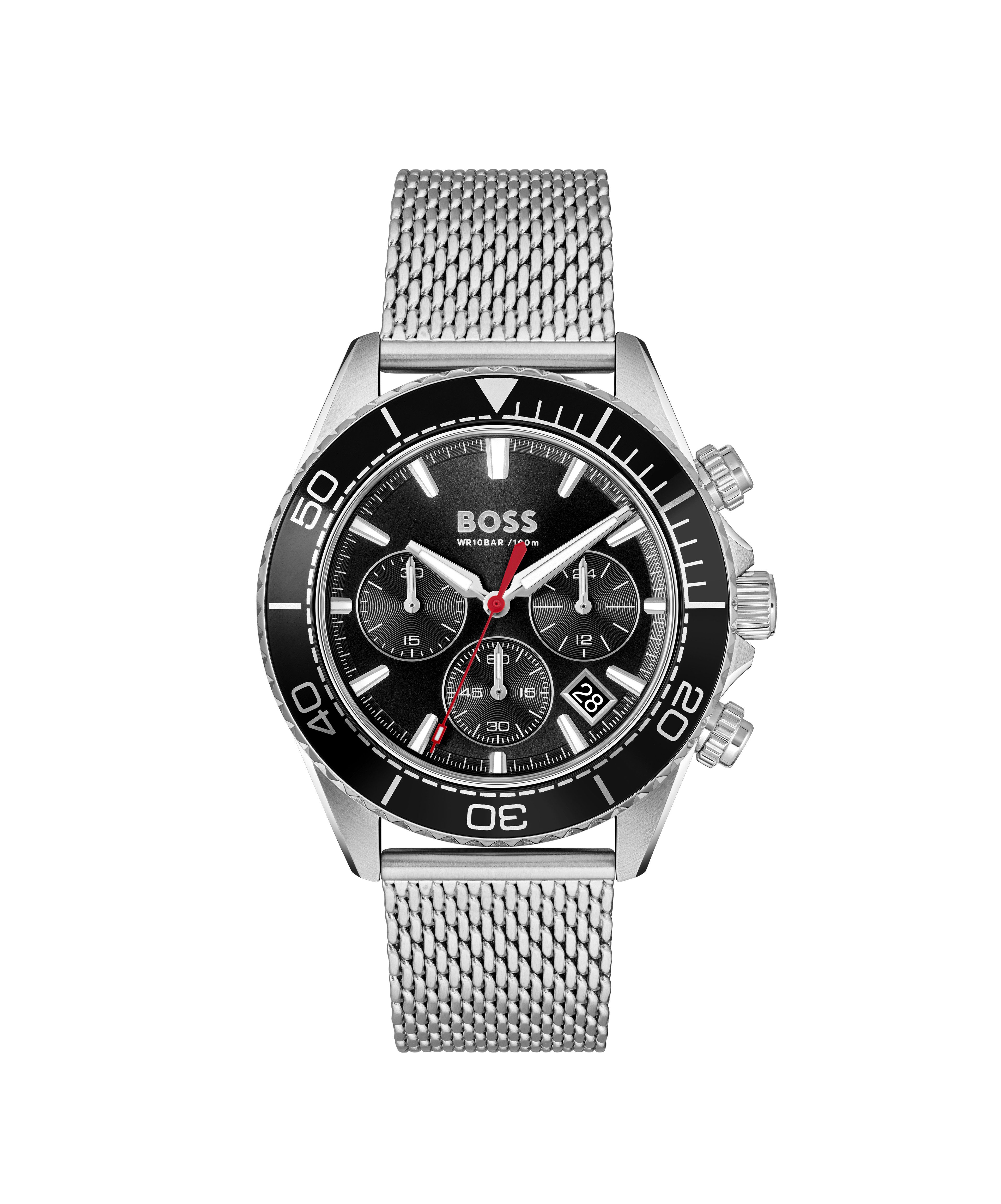 BOSS Chronograph SEALINER 1514324, Quarzuhr, Armbanduhr, Herrenuhr, Edelstahlarmband, analog, Tag