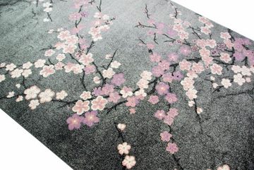 Teppich Teppich modern Wohnzimmerteppich Blumen rosa grau, Carpetia, rechteckig