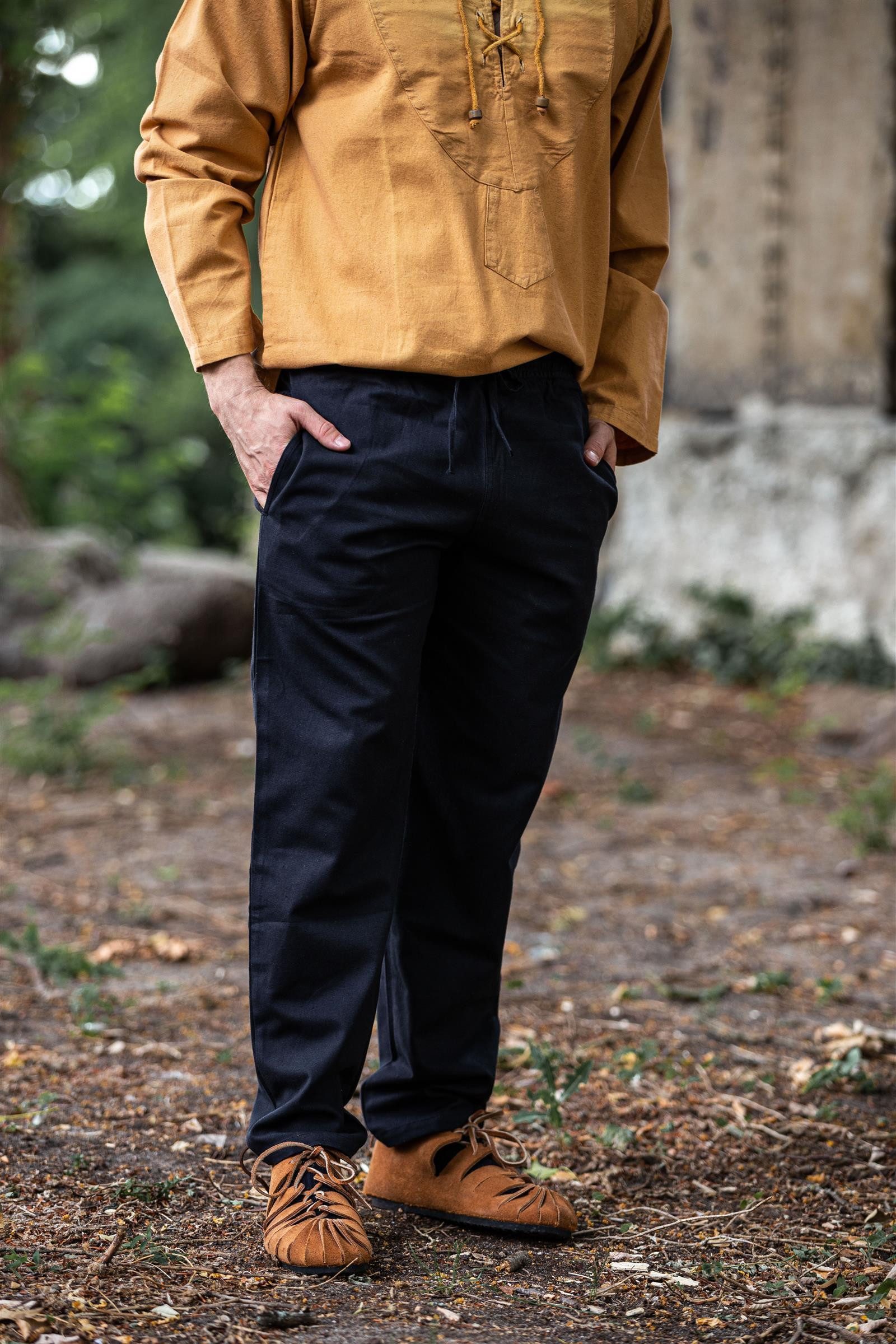 Leonardo Carbone Wikinger-Kostüm Bundschuhe aus Veloursleder, 4 mm dickes Leder, komfortable Gummisohle