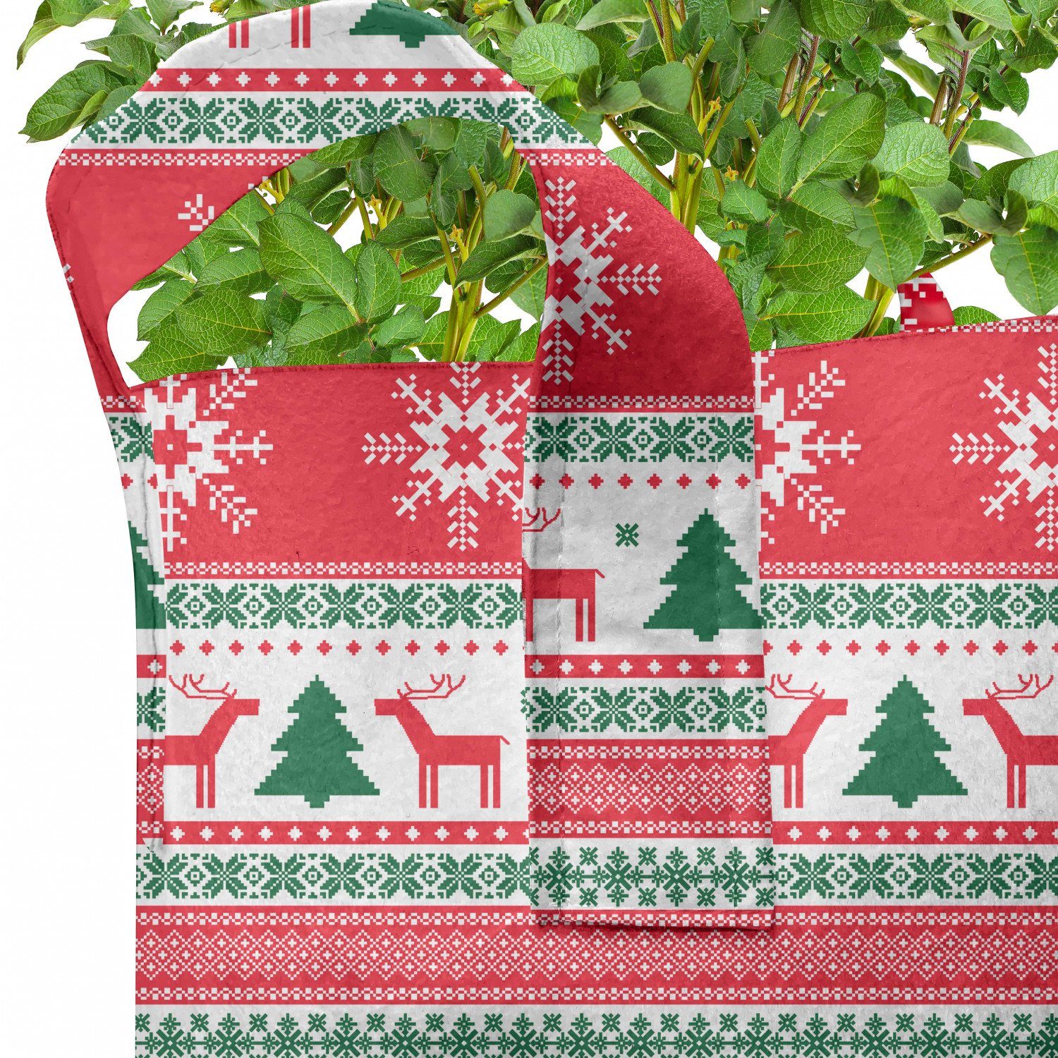 hochleistungsfähig Pflanzkübel Weihnachten Griffen Pflanzen, Snowflake mit Reindeer für Stofftöpfe Abakuhaus