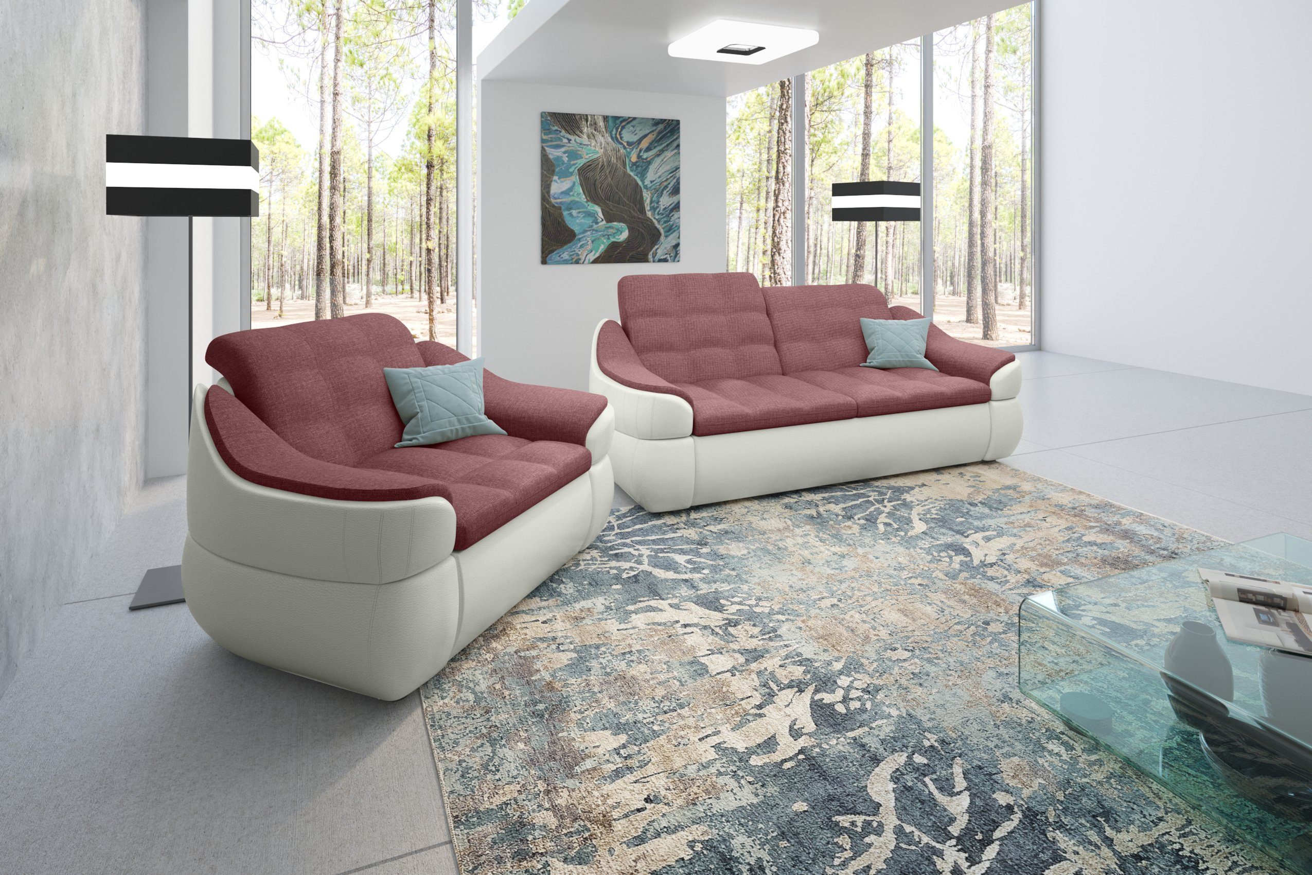 Stylefy Polstergarnitur Alisa, (Set bestehend und Sofa 2-Sitzer in Europa Sessel, Modern (2-tlg), made aus Design