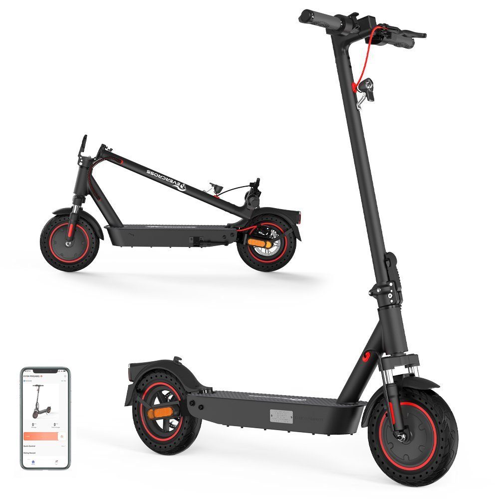Evercross E-Scooter, mit Straßenzulassung Max 35km E-roller mit app max 20km/h Mit ABE Schwarz