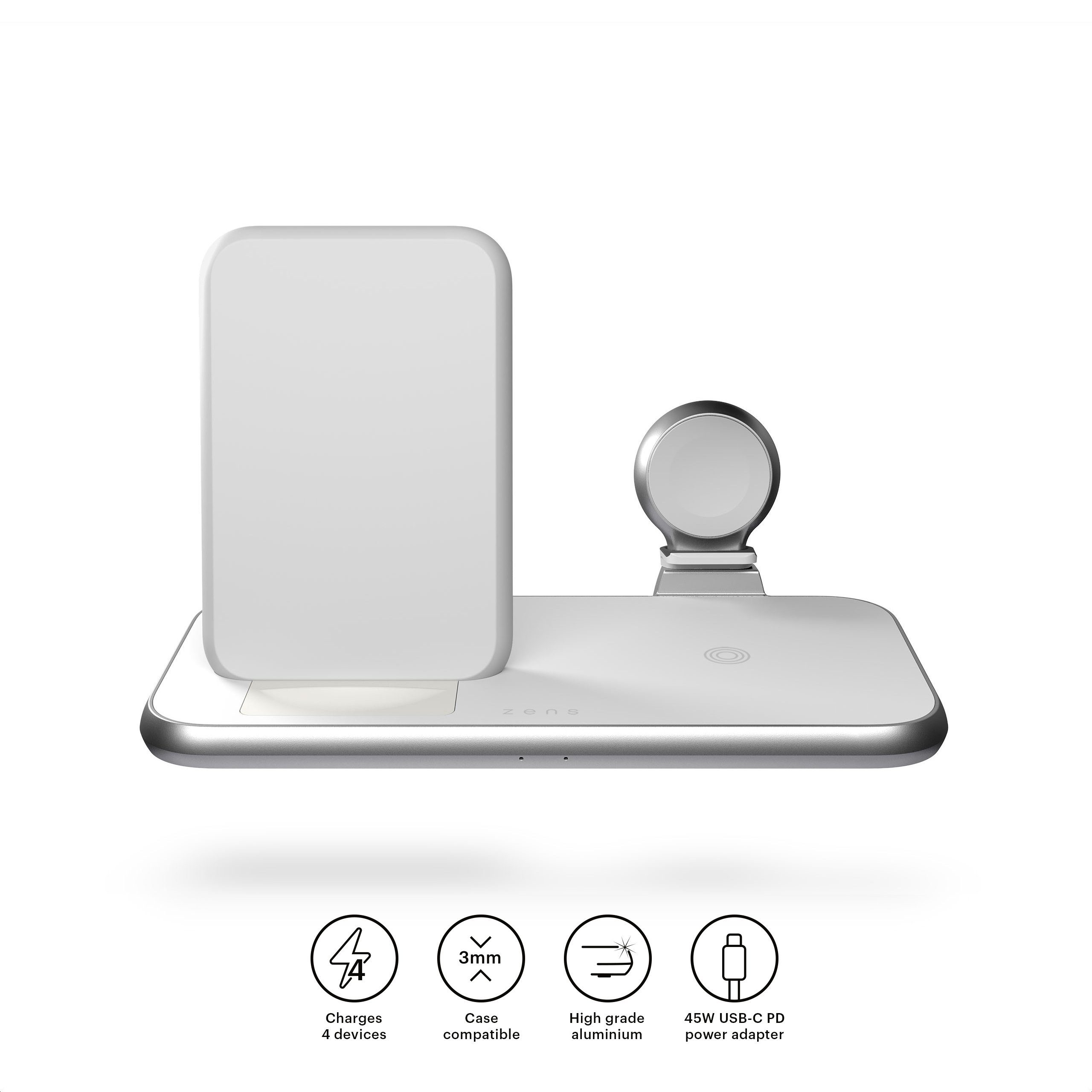 Zens Stand+Watch Wireless Charger (Für 1 Telefon, Apple AirPods + Apple Watch)