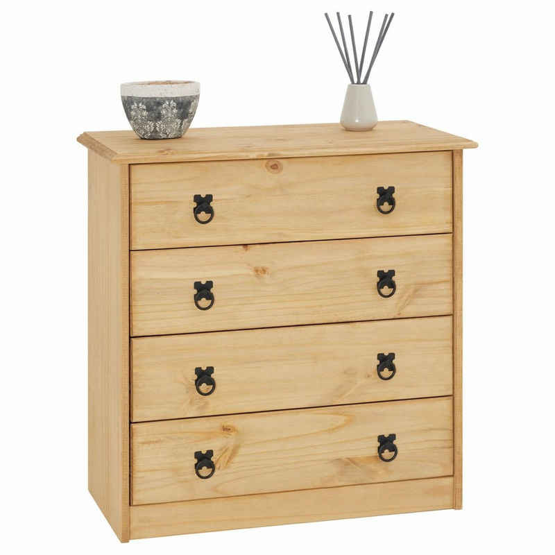 CARO-Möbel Kommode »BARRIO«, Kommode aus Holz mit 4 Schubladen Sideboard aus Massivholz im Landhausstil