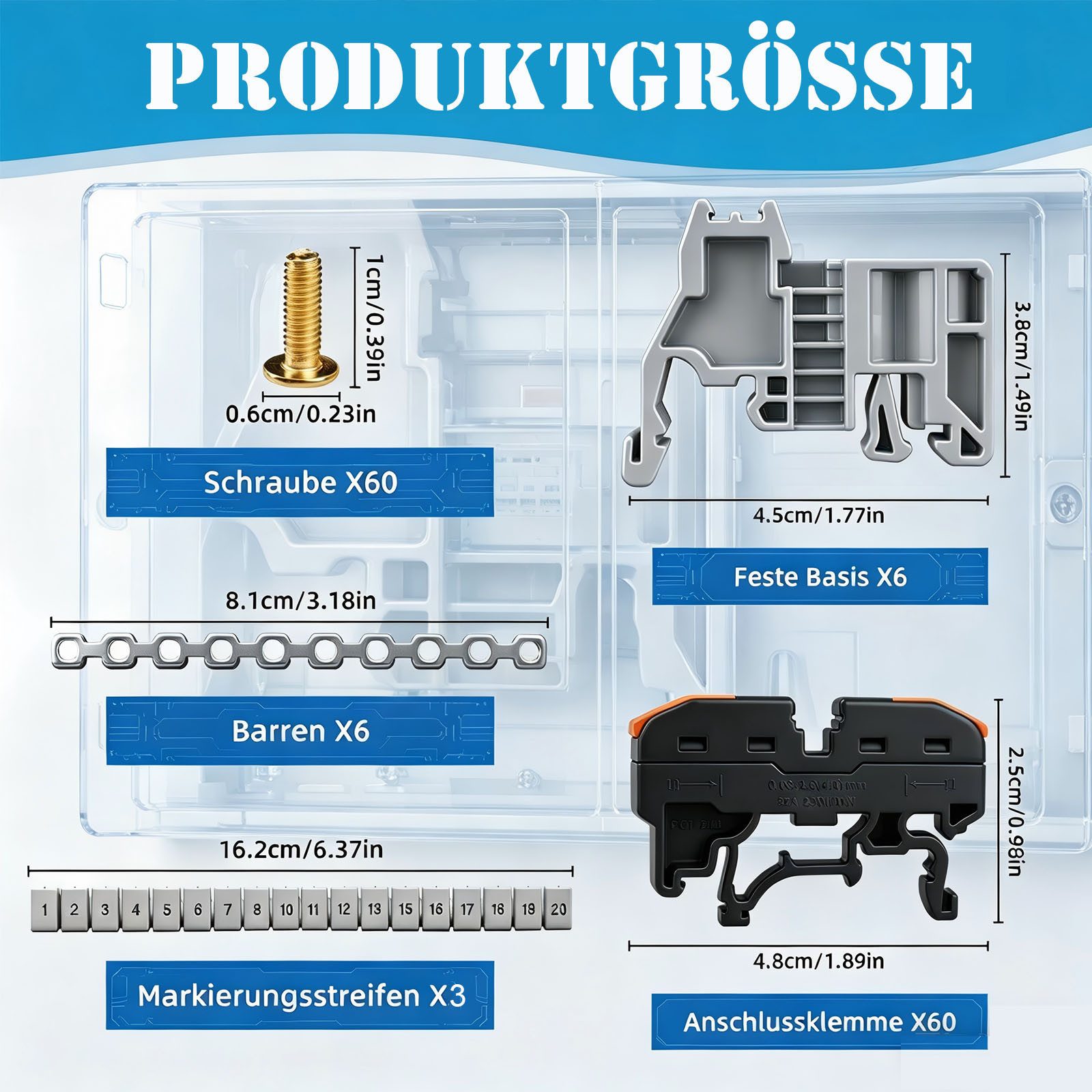 VIVIHEYDAY Klemmen Reihenklemmen Hutschiene, Verbindungsklemmen, Durchgangsklemme, (Hutschiene 0,2–4 mm² PCT-211, Lüsterklemmen Steckbar, 60-St., Klemmleiste Set, klemmen elektro für schnelle Verkabelung)