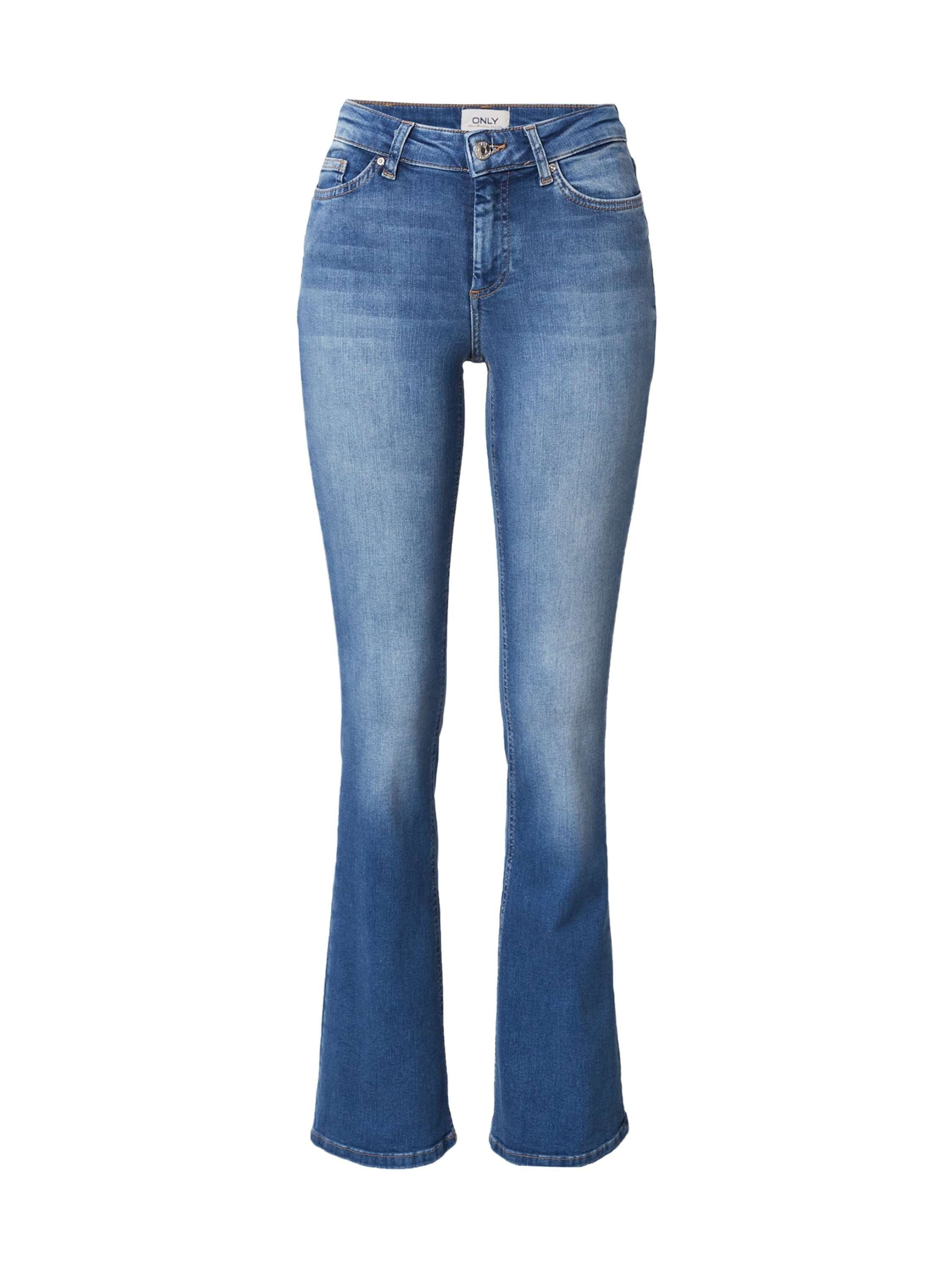 Only Damen Jeans ONLBLUSH MID FLARED REA1319 Blau - Medium Blue Denim günstig online kaufen