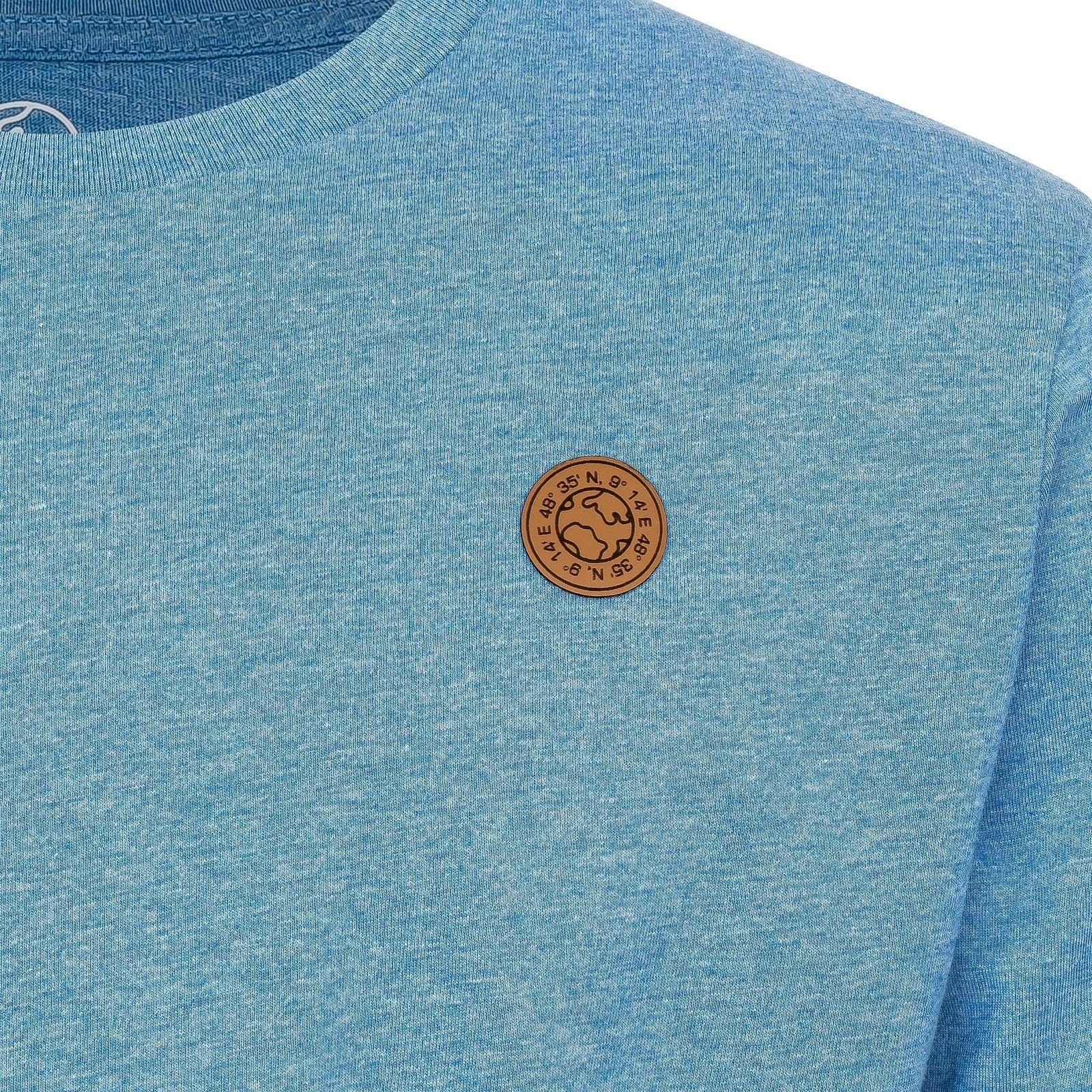 Gradnetz T-Shirt basic leather blau & 100% nachhaltig meliert unisex Biobaumwolle fair