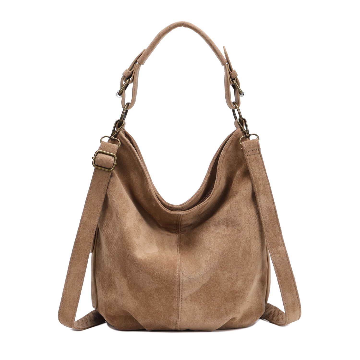 ITALYSHOP24 Schultertasche DAMEN SHOPPER Hobo Bag Umhängetasche Handtasche City Bag Cross-Over (Spar-Set: Henkel Tasche mit Schultergurt, Workbag Leder Optik, 2-tlg., mit Henkel und Schultergurt), Damentasche Freizeit Abend Leder Optik Henkeltasche Reise Crossbody