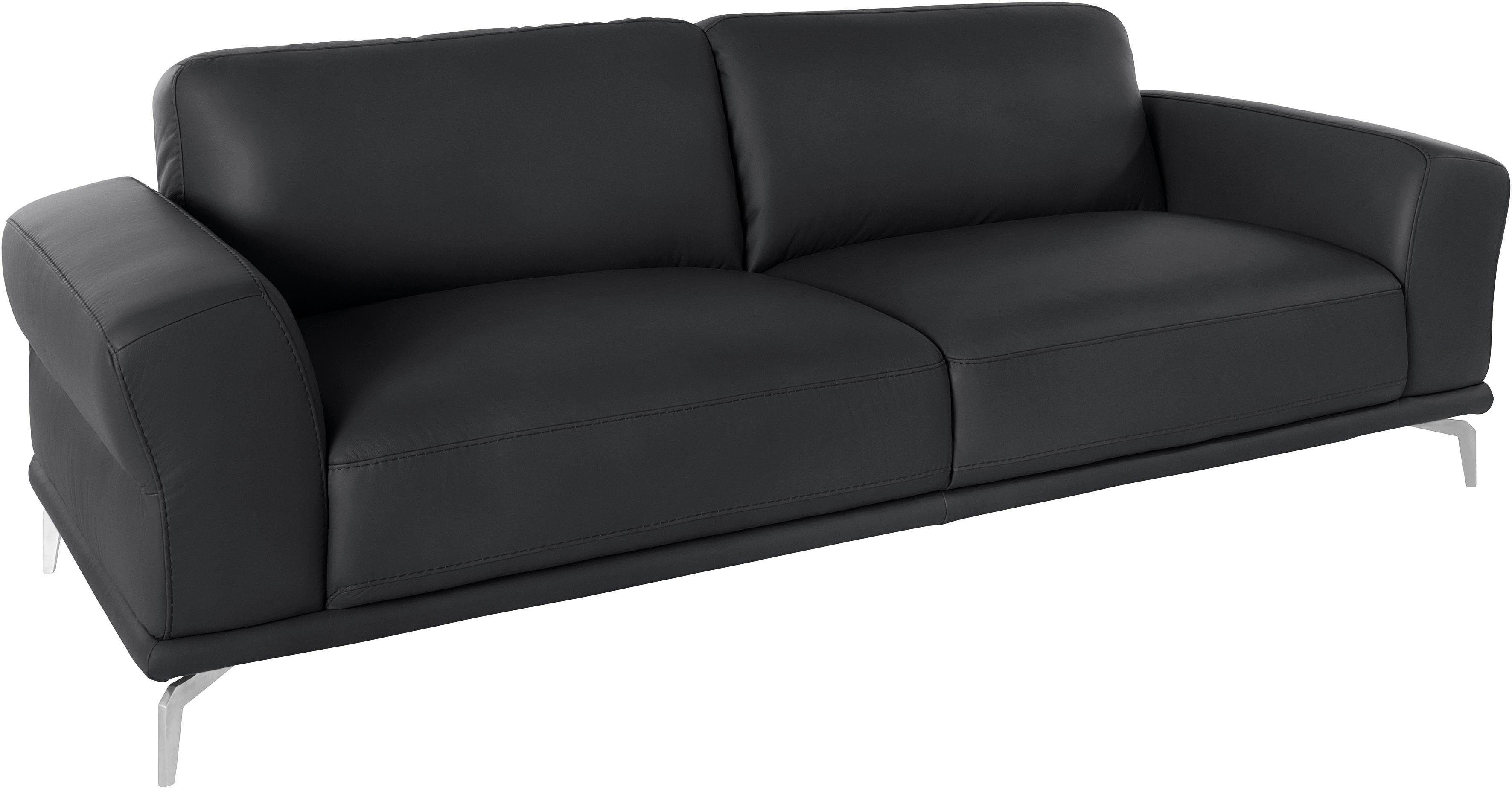 W.SCHILLIG 2,5-Sitzer montanaa bequem, Federkernunterfederung, elegant & edel, mit Metallfüßen in Chrom glänzend, Breite 232 cm