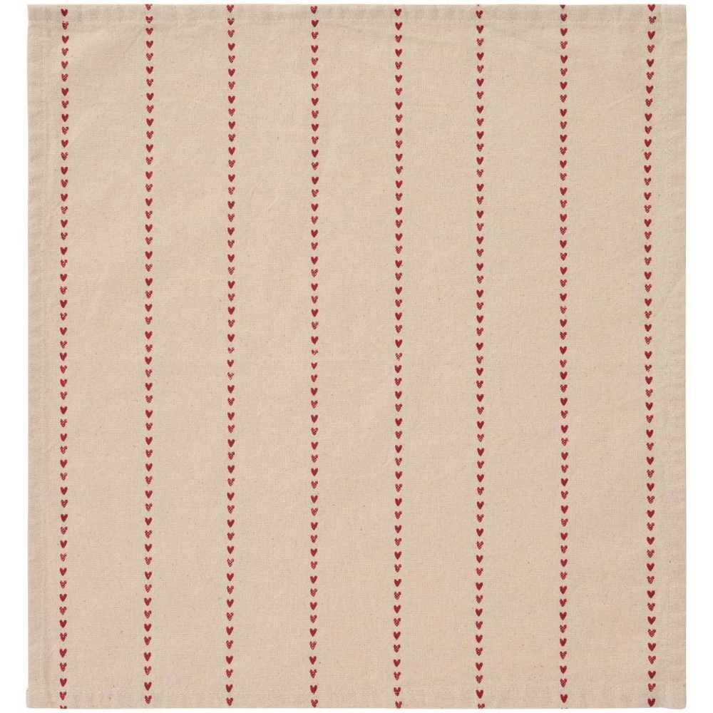 Ib Laursen Stoffserviette IB Laursen Stoffserviette VALENTINA Natur Rote HERZEN Linien