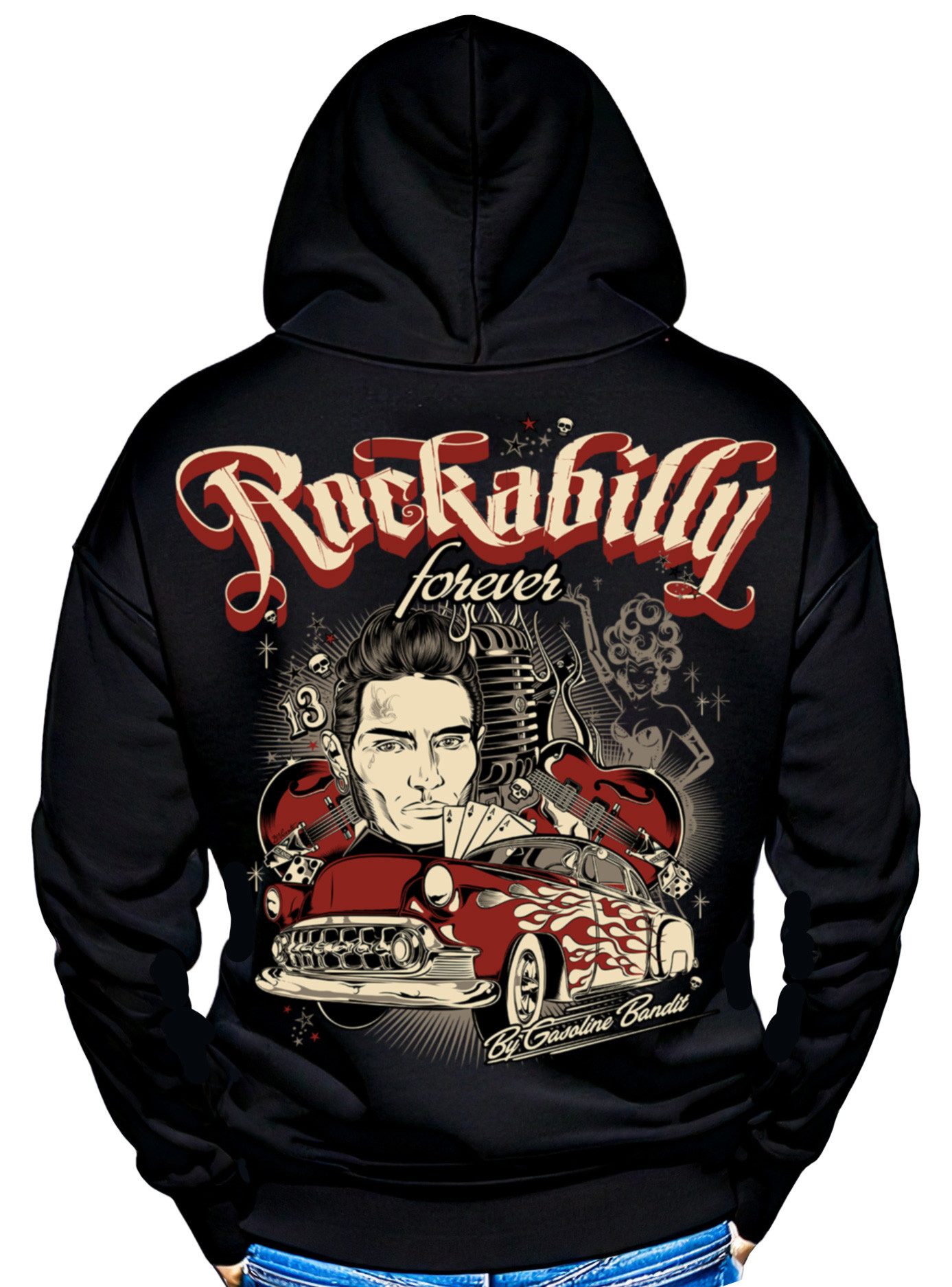 Kapuzensweatjacke für Rockabilly, Hot Rod und Oldtimer Fans: Rockabilly forever