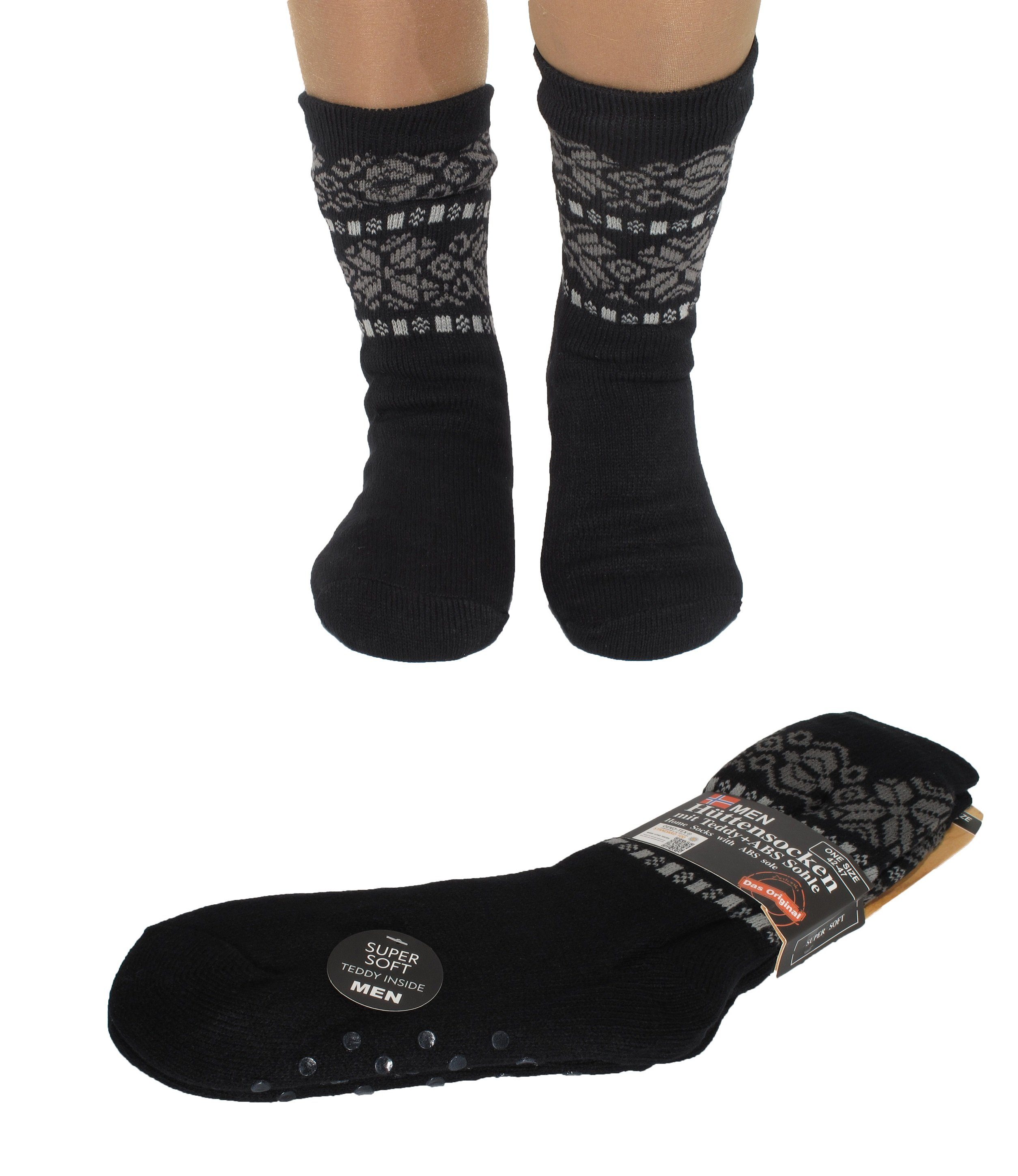 Markenwarenshop-Style Socken Herren Hüttensocken Hüttenschuhe ABS Hausschuhe Teddy Gr.42-47 Farbe: