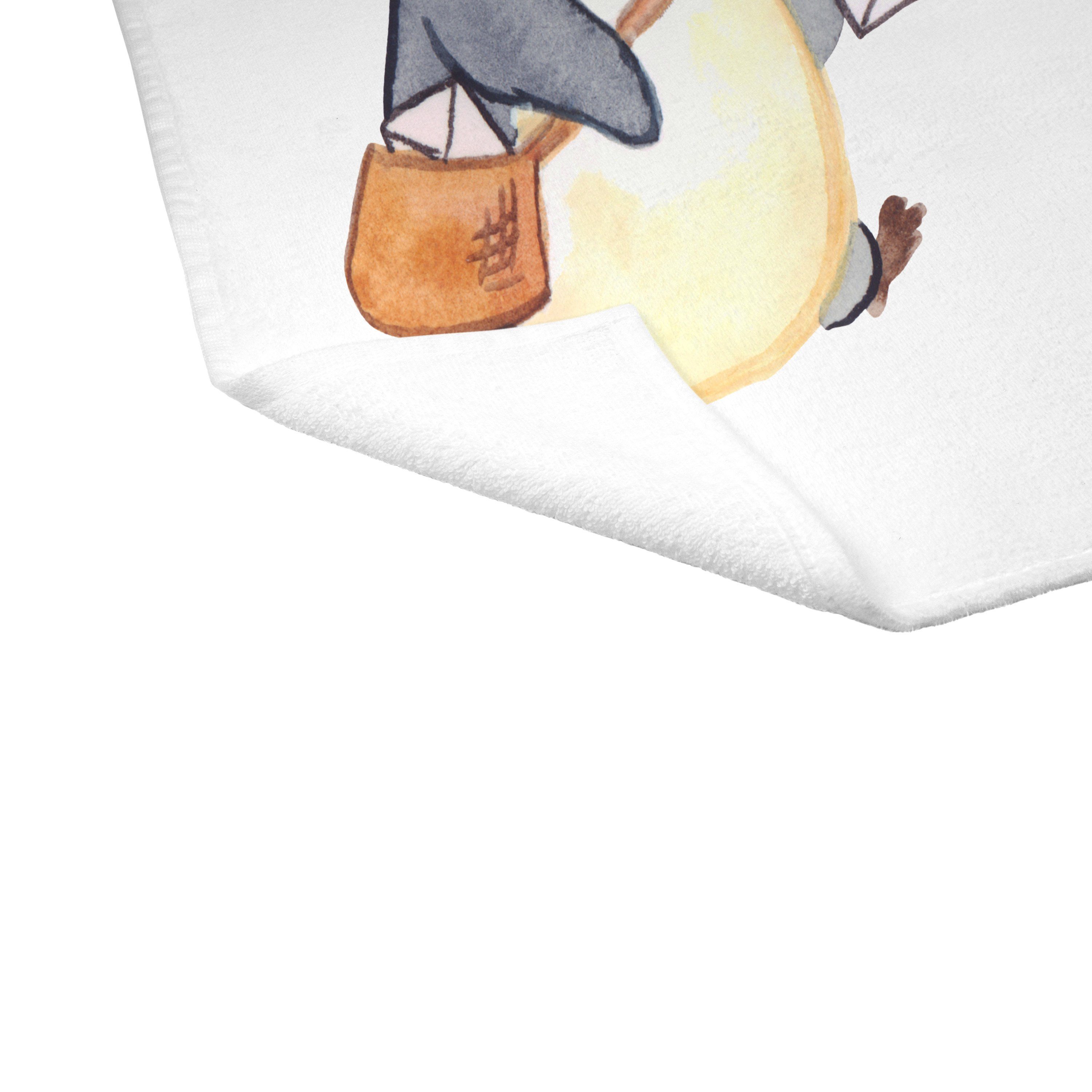 Mr. & Mrs. Panda Reiseha, Herz - - Weiß Postbote (1-St) Handtuch Ausbildung, mit Briefträger, Geschenk