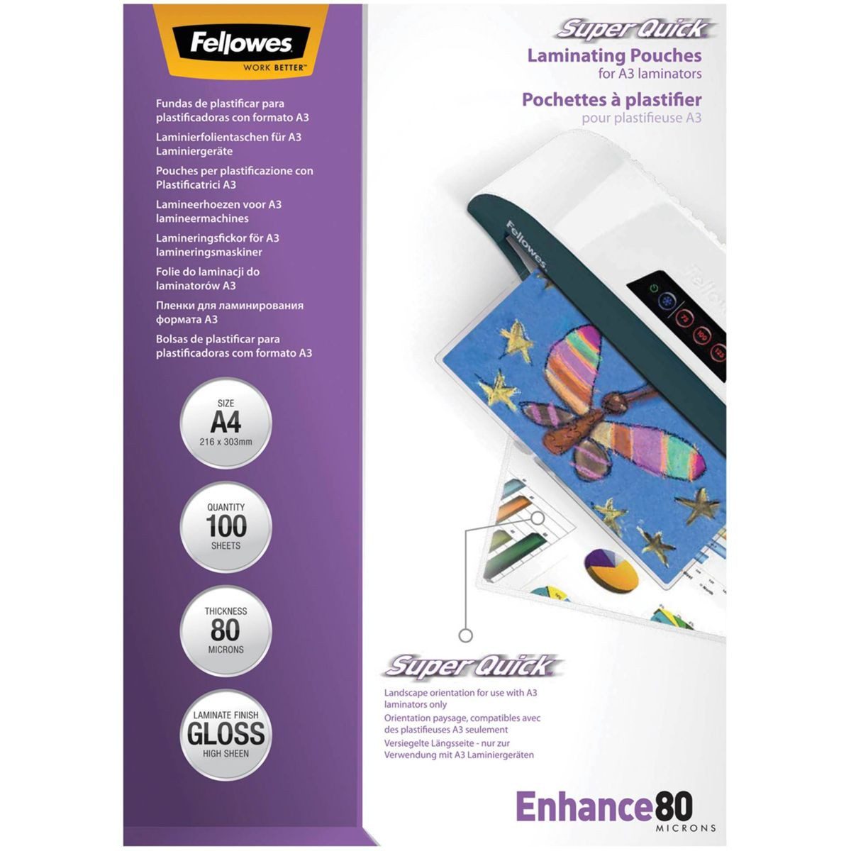 FELLOWES Laminiergerät SuperQuick A4 80 mic glänzend