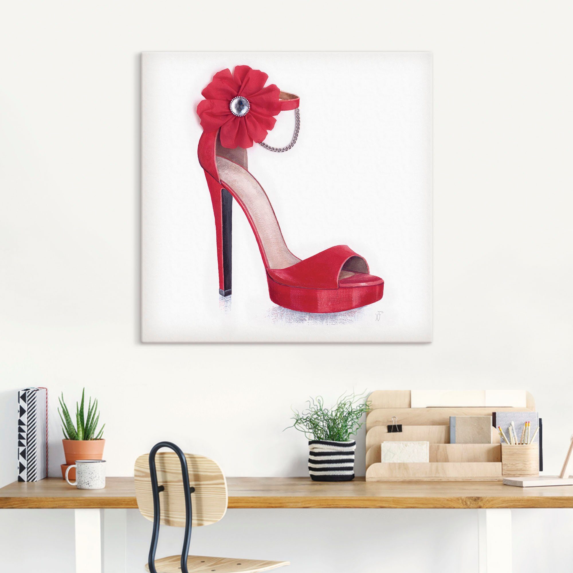 (1 Modebilder Wandaufkleber Artland Leinwandbild, Rotes Damenschuh Wandbild Größen als Modell, - in Poster oder St), versch. Alubild,