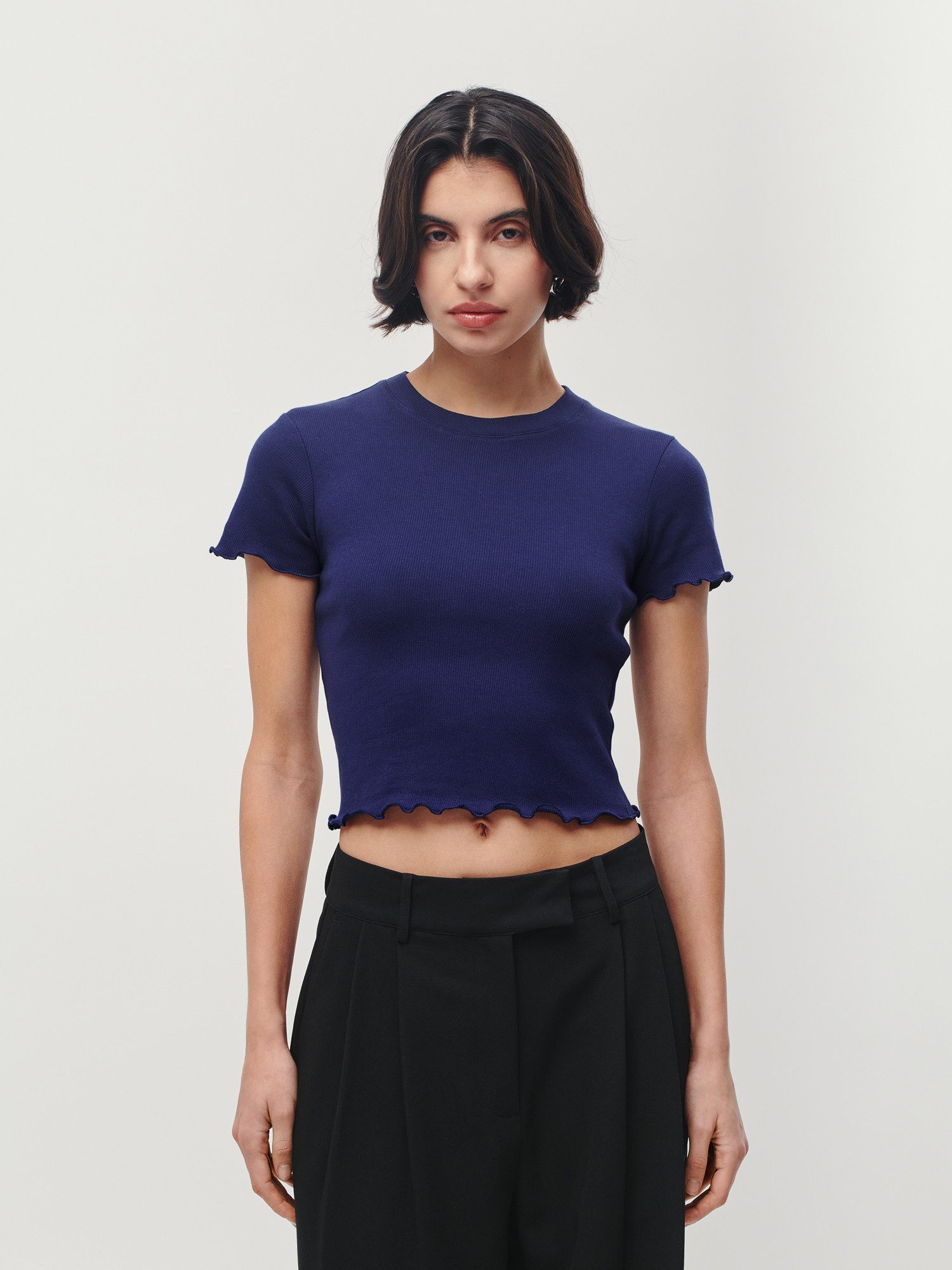 LeGer T-Shirt Teresa, LeGer by Lena Gercke mit Rippstruktur, kurze Form, slim fit