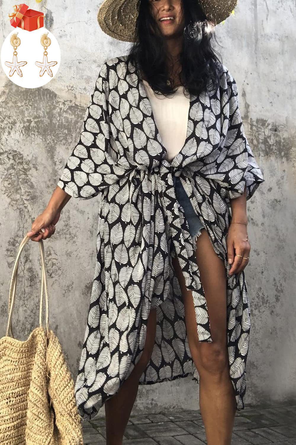 RWEUOQ Strandkleid Kimono Kaftan Strandkleid Sommerkleid günstig online kaufen