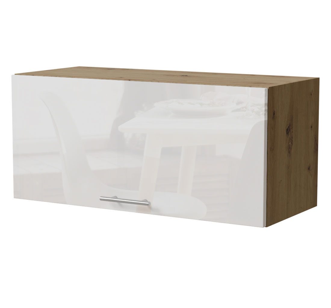 Feldmann-Wohnen Klapphängeschrank Essen (W4B/80, 1 Klappe, innen 1 Fach, 1-St., moderne Optik, lackierte Fronten) 80x32,5x36cm Eiche Artisan - weiß Hochglanz (ES-W4B/80)