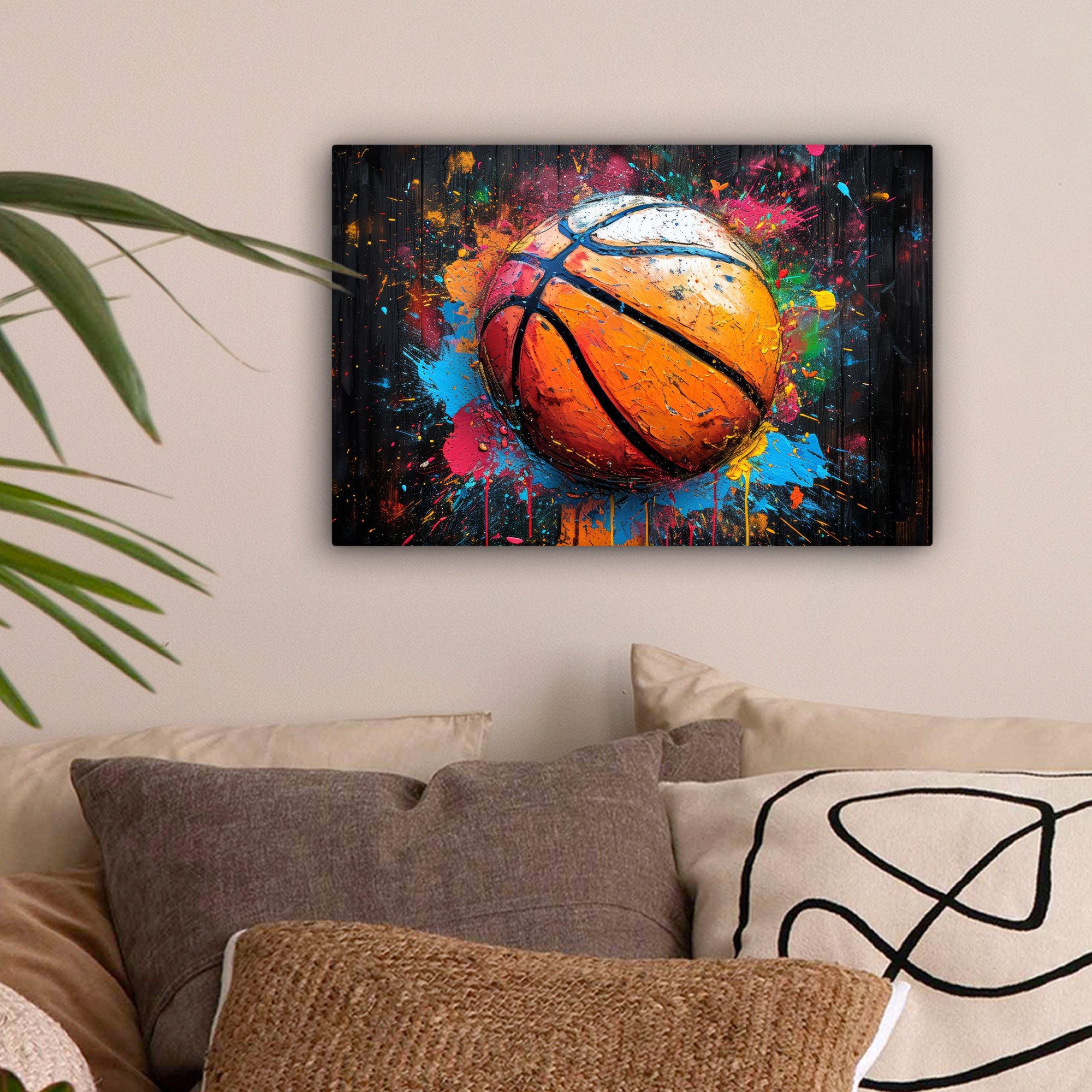 OneMillionCanvasses® Leinwandbild Graffiti - Basketball - Farbe - Sport - S günstig online kaufen