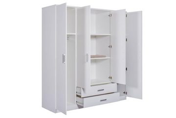 ebuy24 Kleiderschrank Ranya Kleiderschrank 4 Türen, 2 Schubladen weiß.