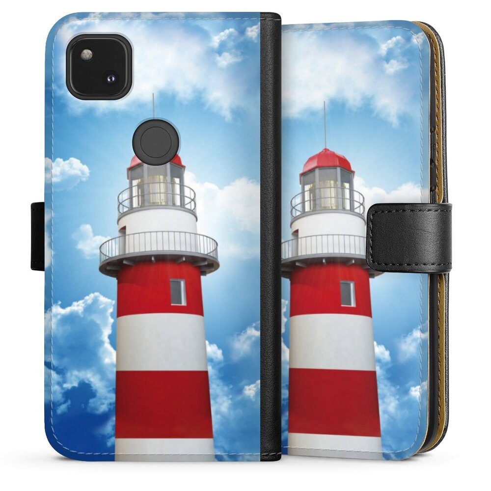 DeinDesign Handyhülle Leuchtturm Wolke Himmel Leuchtturm, Google Pixel 4a Hülle Flip Case Klapphülle Handytasche Leder