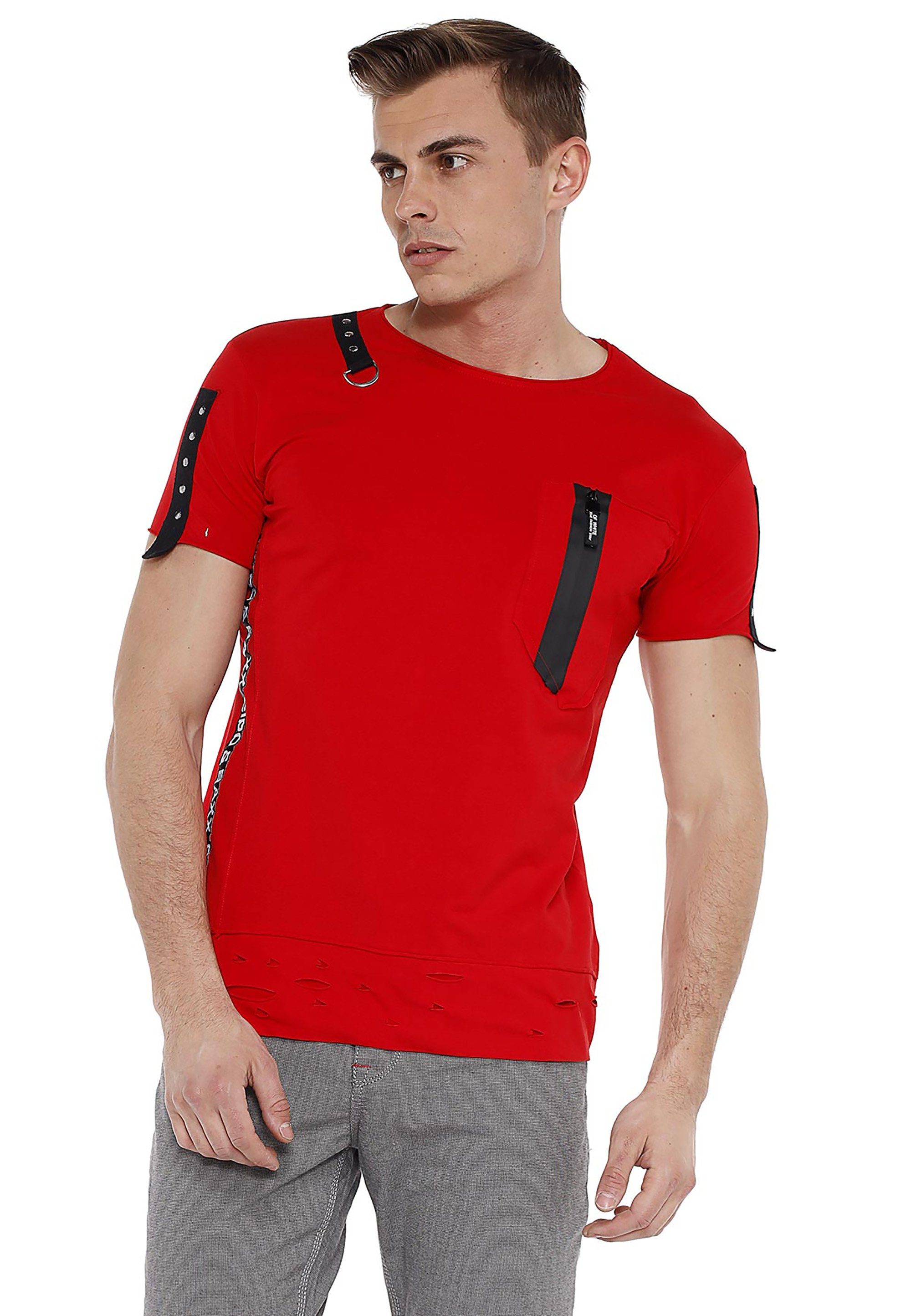 Application Cipo Design mit Baxx & rot T-Shirt