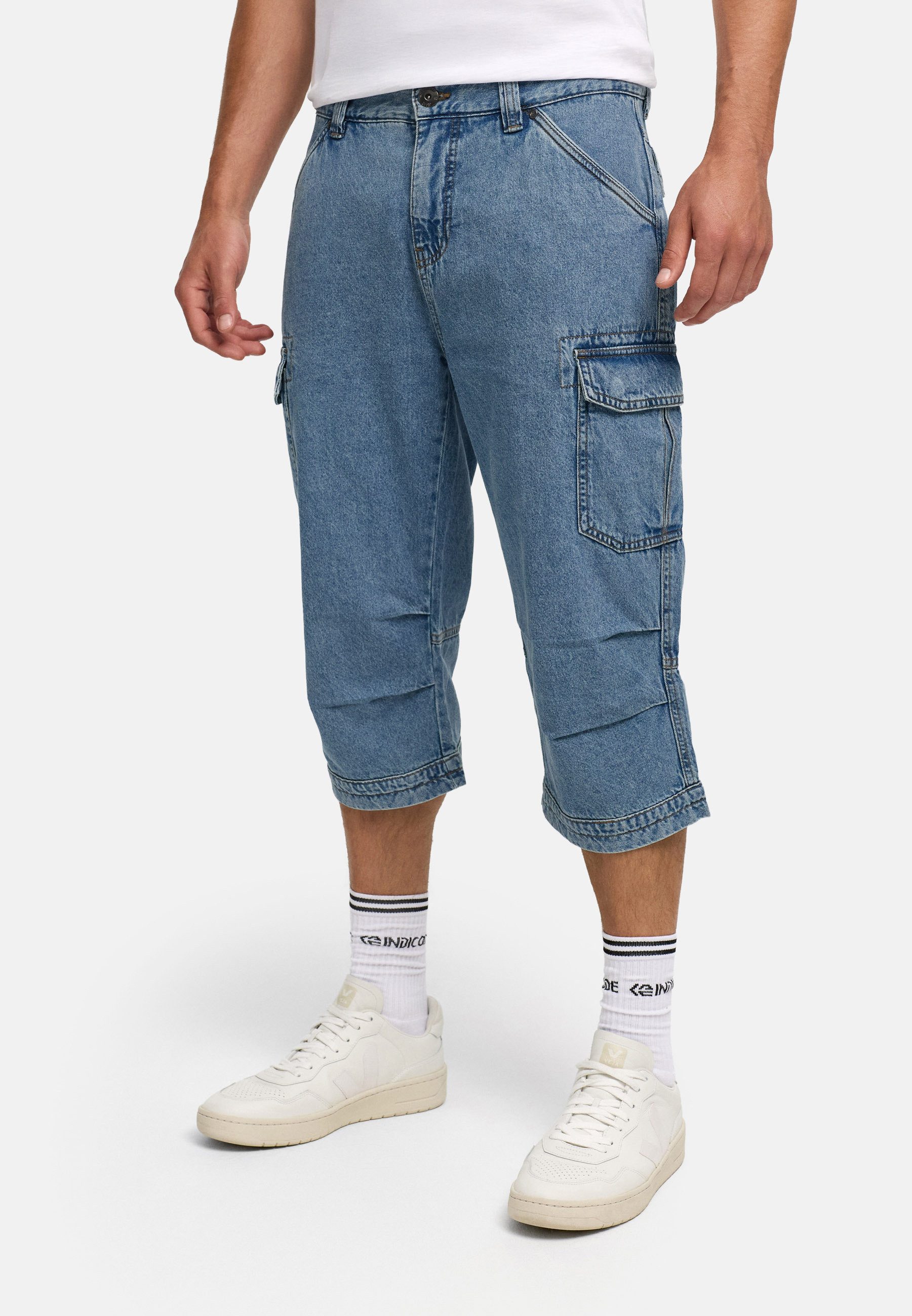 INDICODE Cargoshorts Herren Nicolas Check Cargo Shorts Herrenshorts aus einer robusten Materialmischung