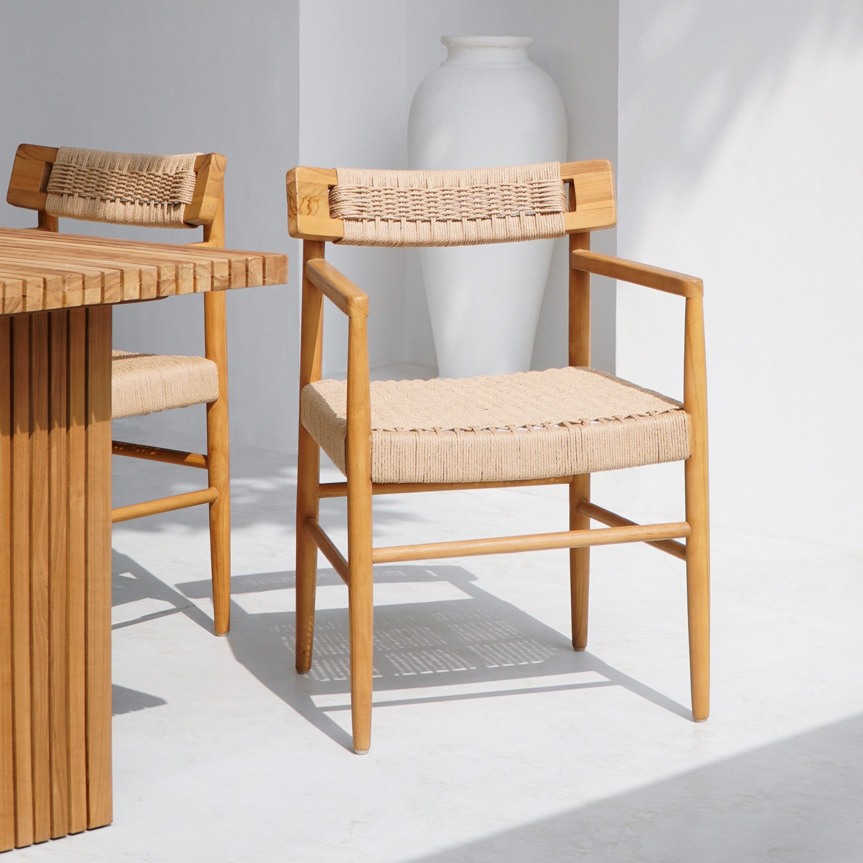 More2Home Gartenstuhl 2-er Set EVA, Teakholz, Loom naturfarben