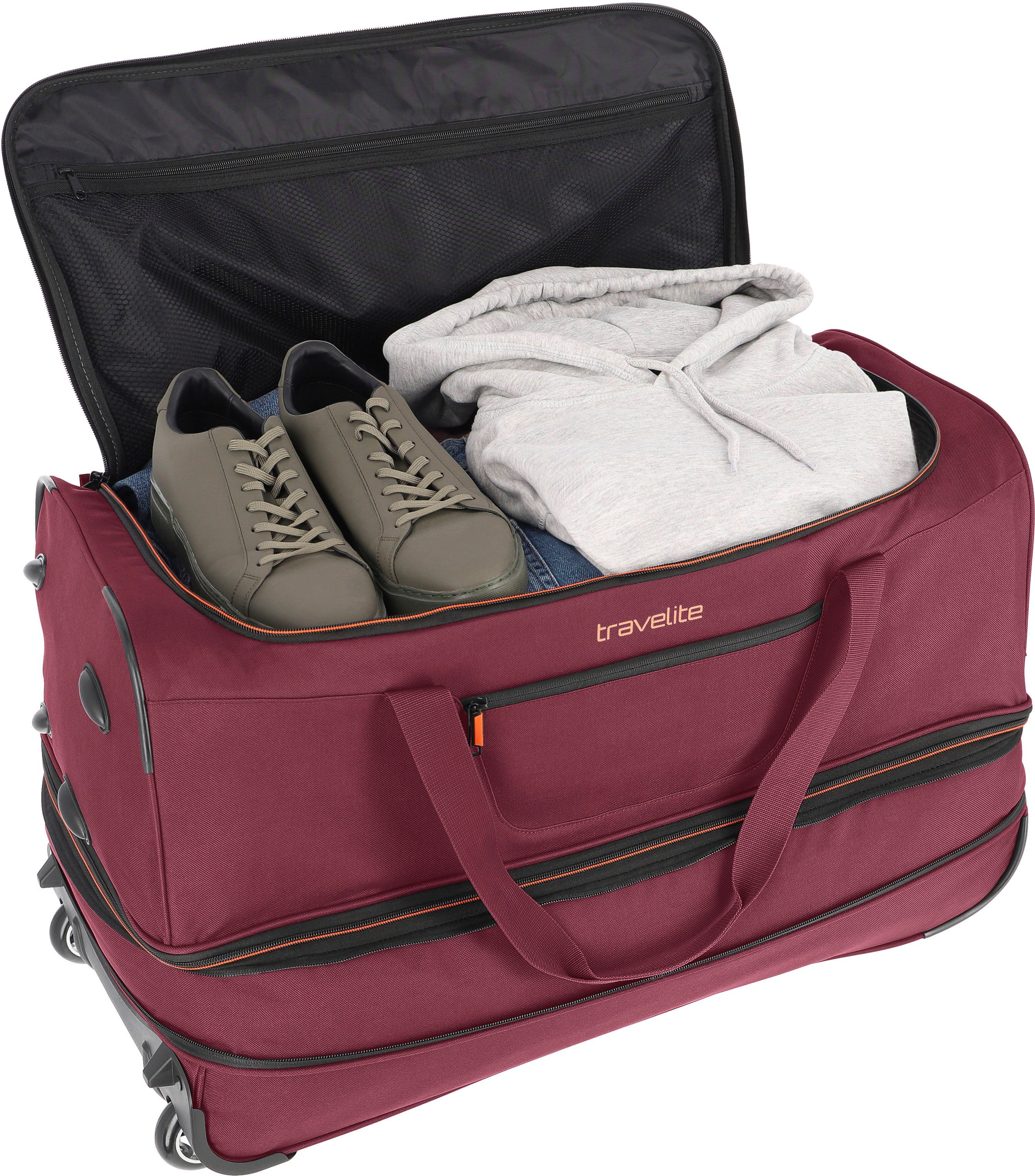 travelite Reisetasche Basics, 70 cm, Rollen mit bordeaux
