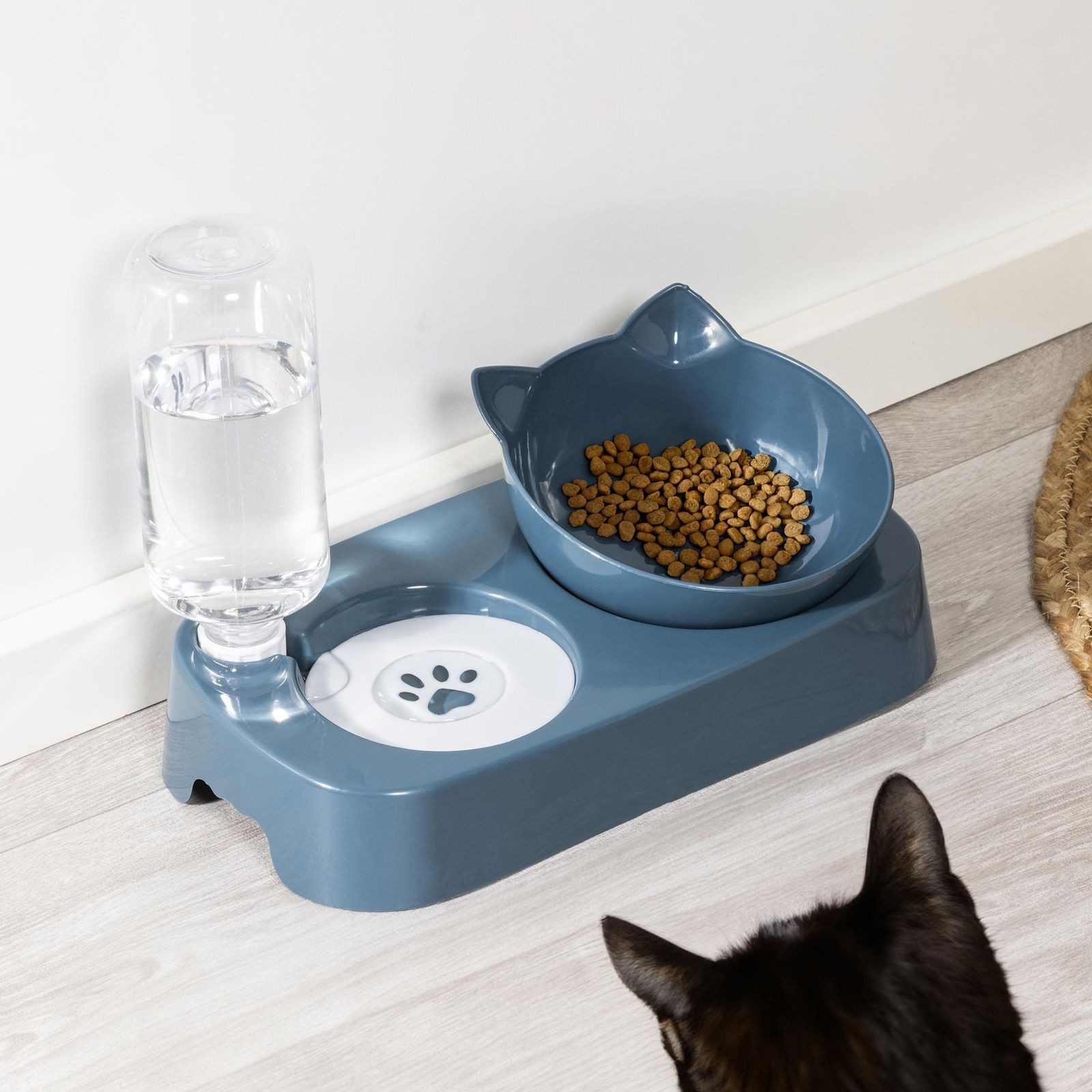 Katzen-Futterspender Futterstation für Katzen mit Napf in Katzenkopf-Optik