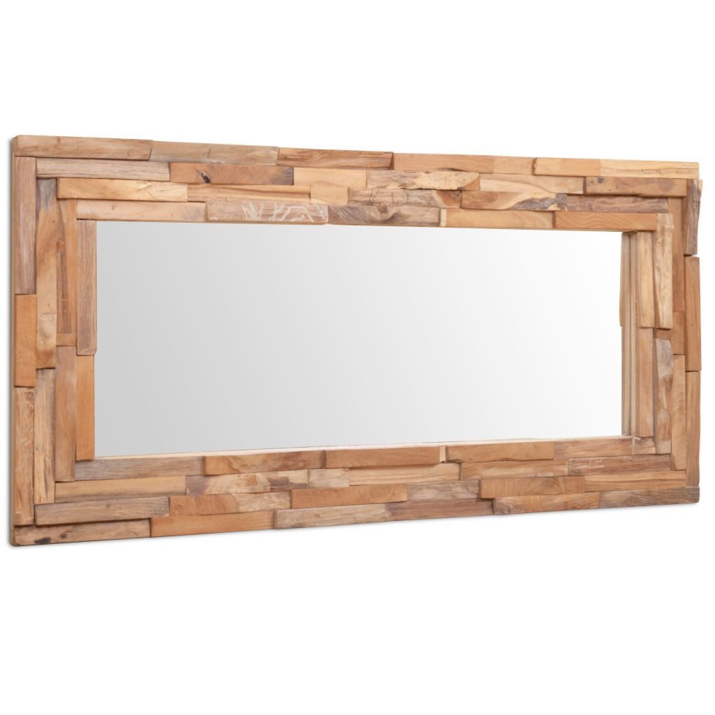 vidaXL Spiegel 120 x 60 cm Dekorativer Spiegel Teak 120x60 cm Rechteckig