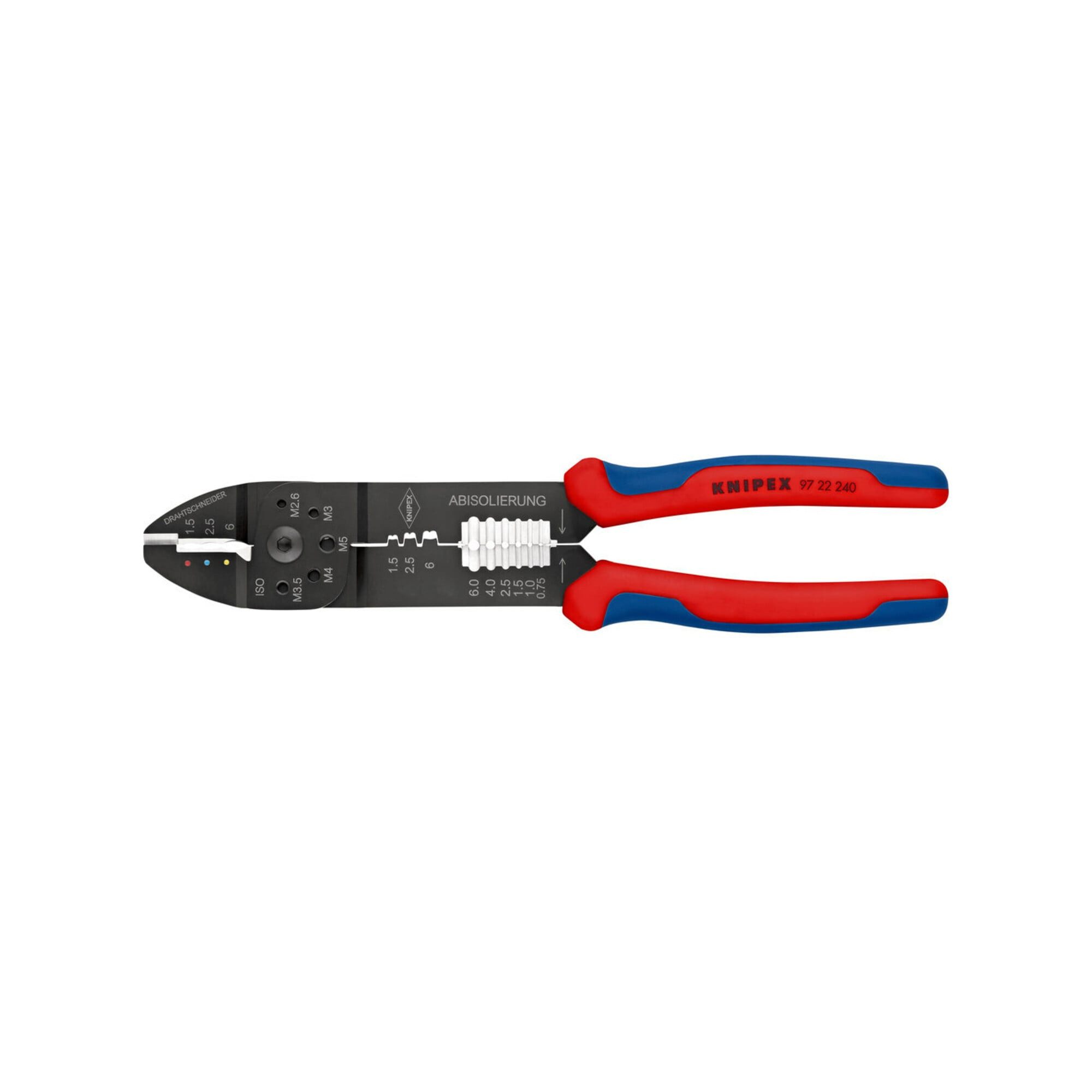 Knipex Crimpzange KNIPEX 97 22 240 Crimpzange mit Mehrkomponenten-Hüllen schwarz lackier