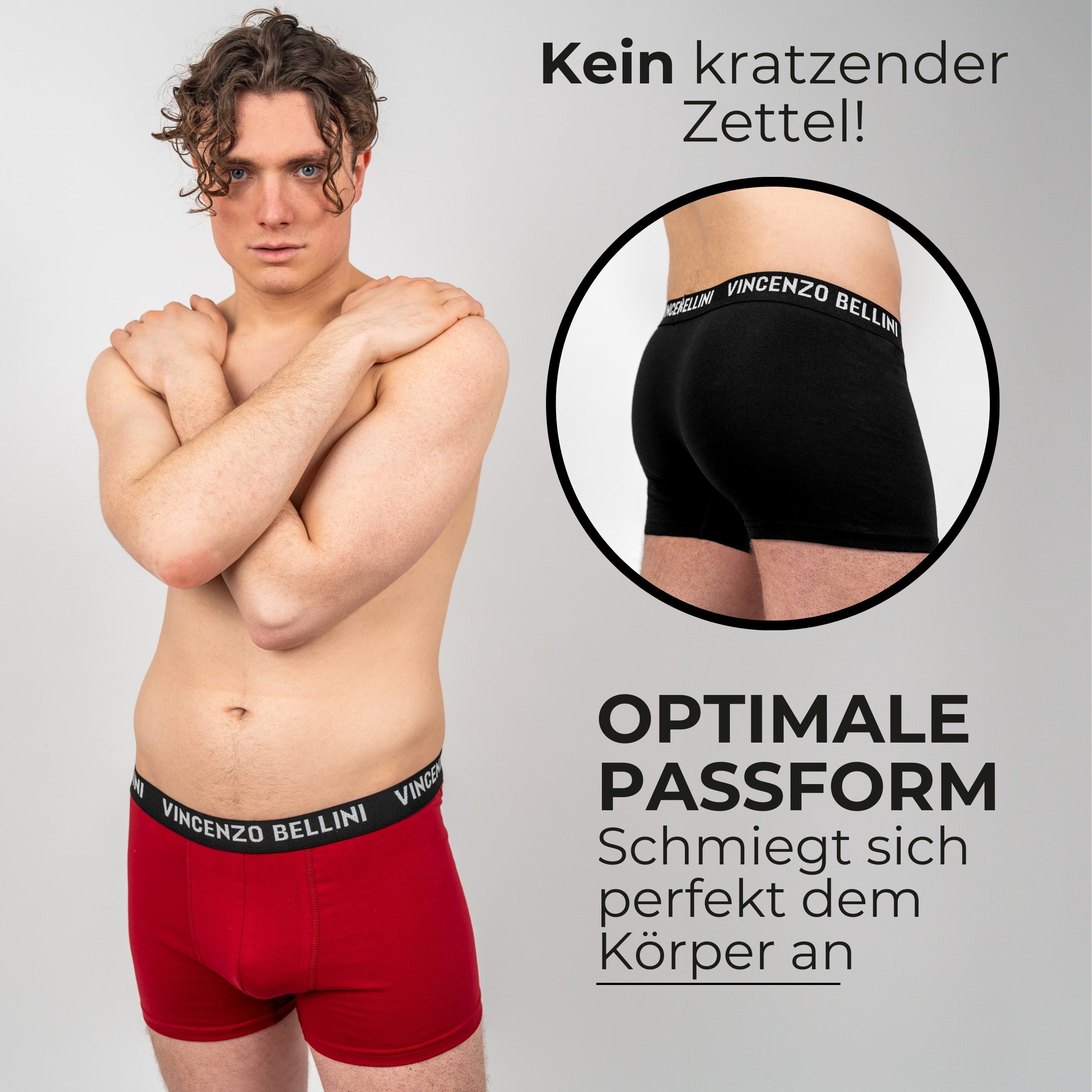 Vincenzo Bellini Boxershorts aus Baumwolle - 3 Farbvarianten - Herren Unterhose (Männer Unterwäsche Spar-Set, 8-St., 8er Set) Doppelt genäht - Ergonomisch & Lan – Bild 5 von 5